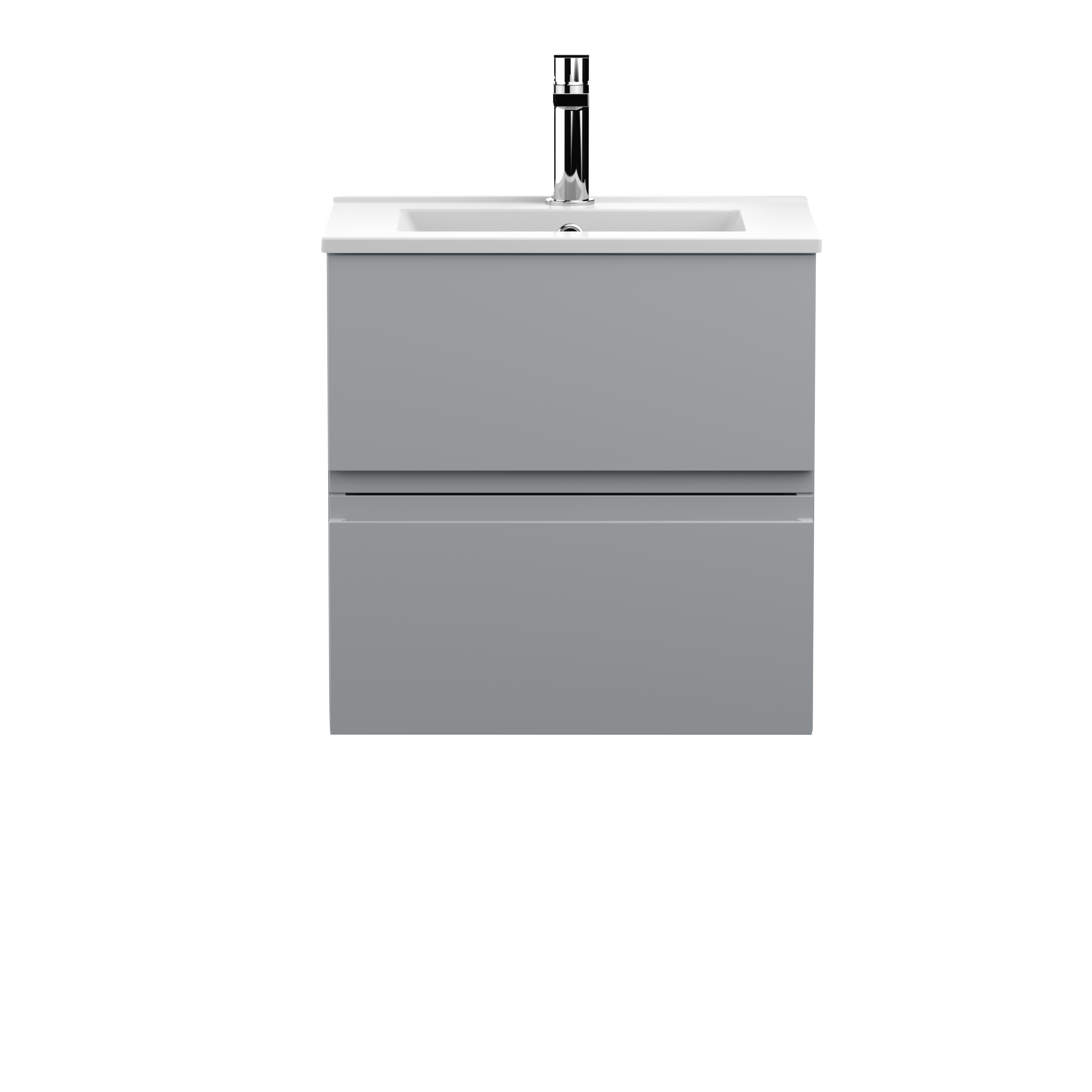 Hudson Reed Urban Satin Grey 500mm Wall Hung 2 Drawer Vanity Unit and Minimalist Basin URB202B