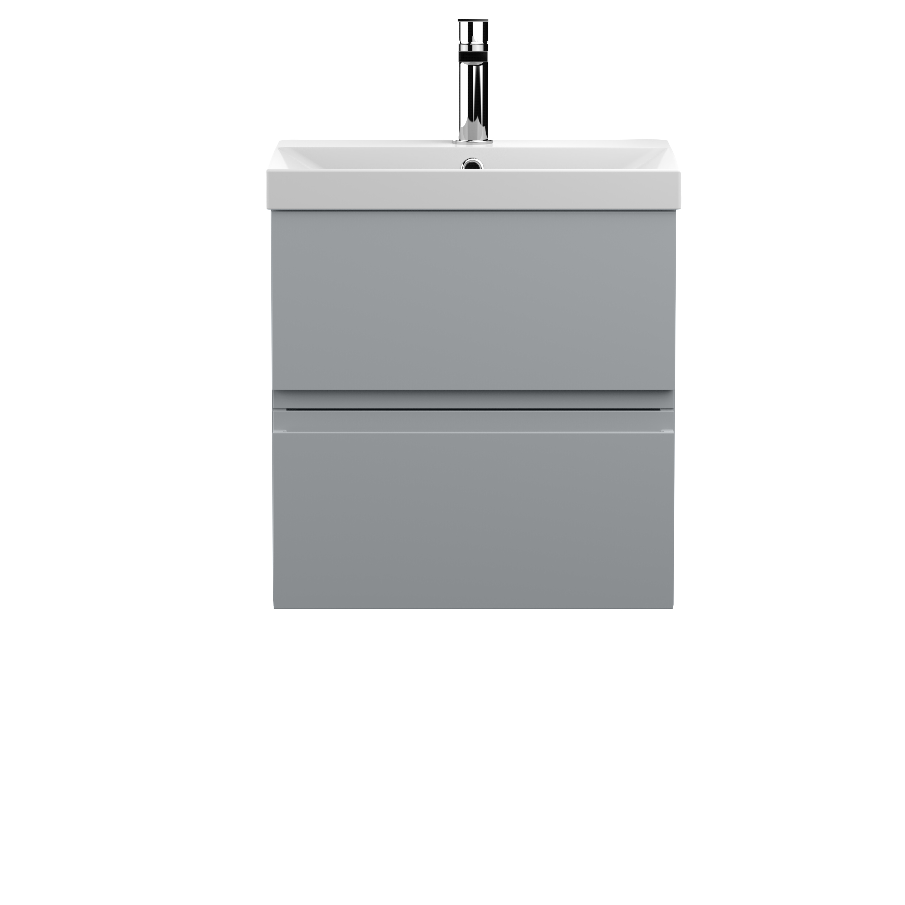 Hudson Reed Urban Satin Grey 500mm Wall Hung 2 Drawer Vanity Unit and Thin Edge Basin URB202D