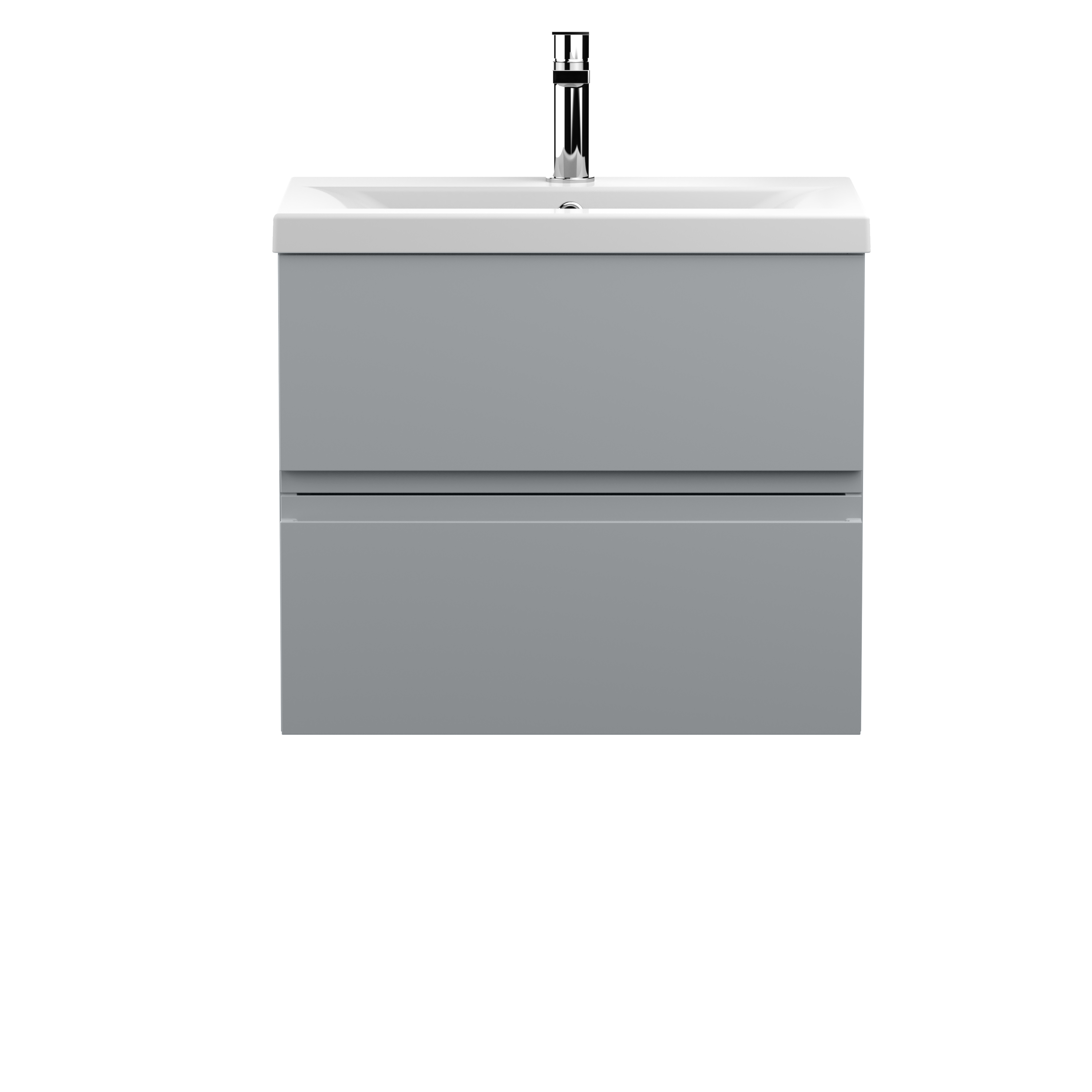 Hudson Reed Urban Satin Grey 600mm Wall Hung 2 Drawer Vanity Unit and Mid Edge Ceramic Basin URB204A