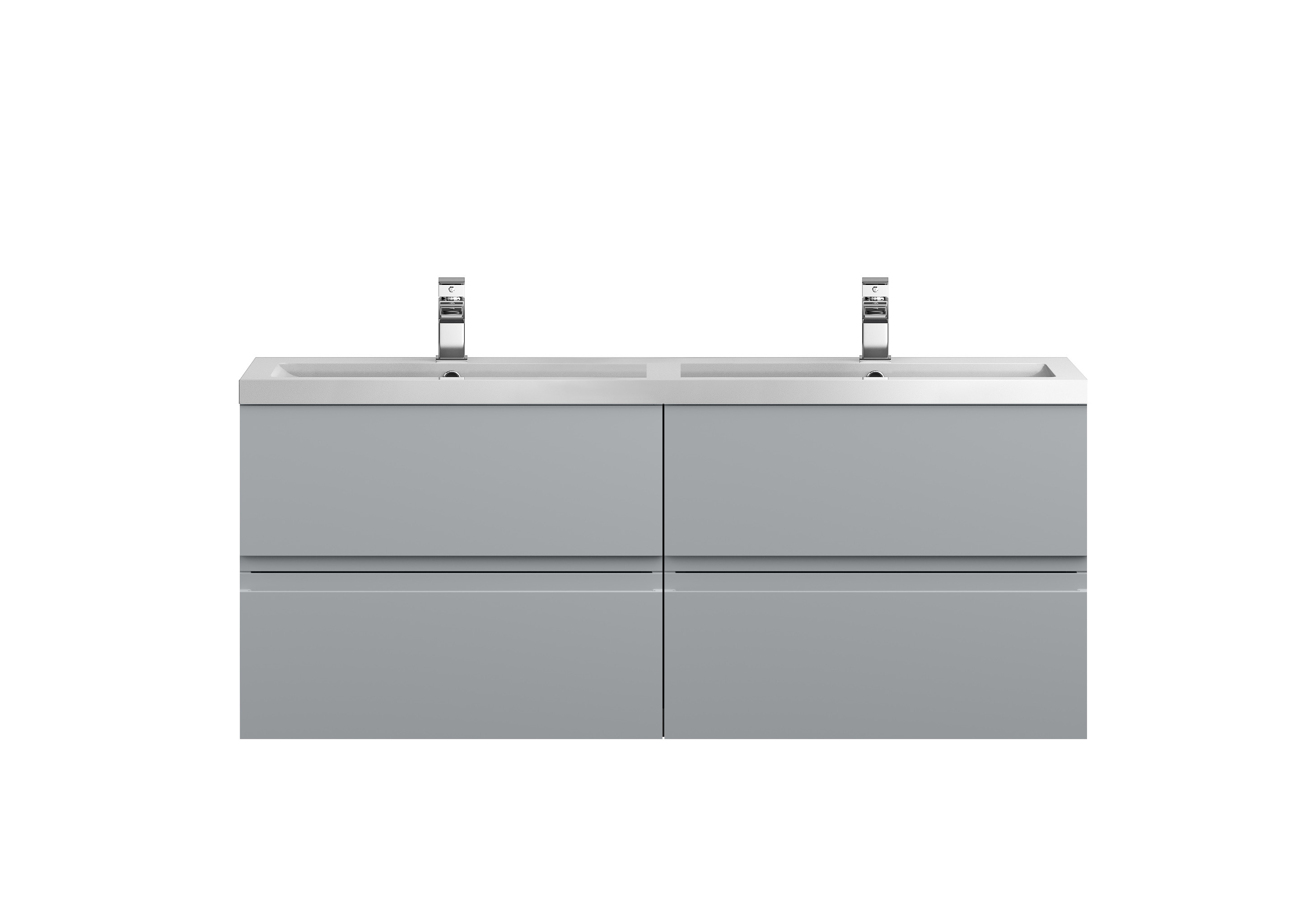 Hudson Reed Urban Satin Grey 1200 Wall Hung 4 Drawer Vanity Unit and Double Basin URB204C