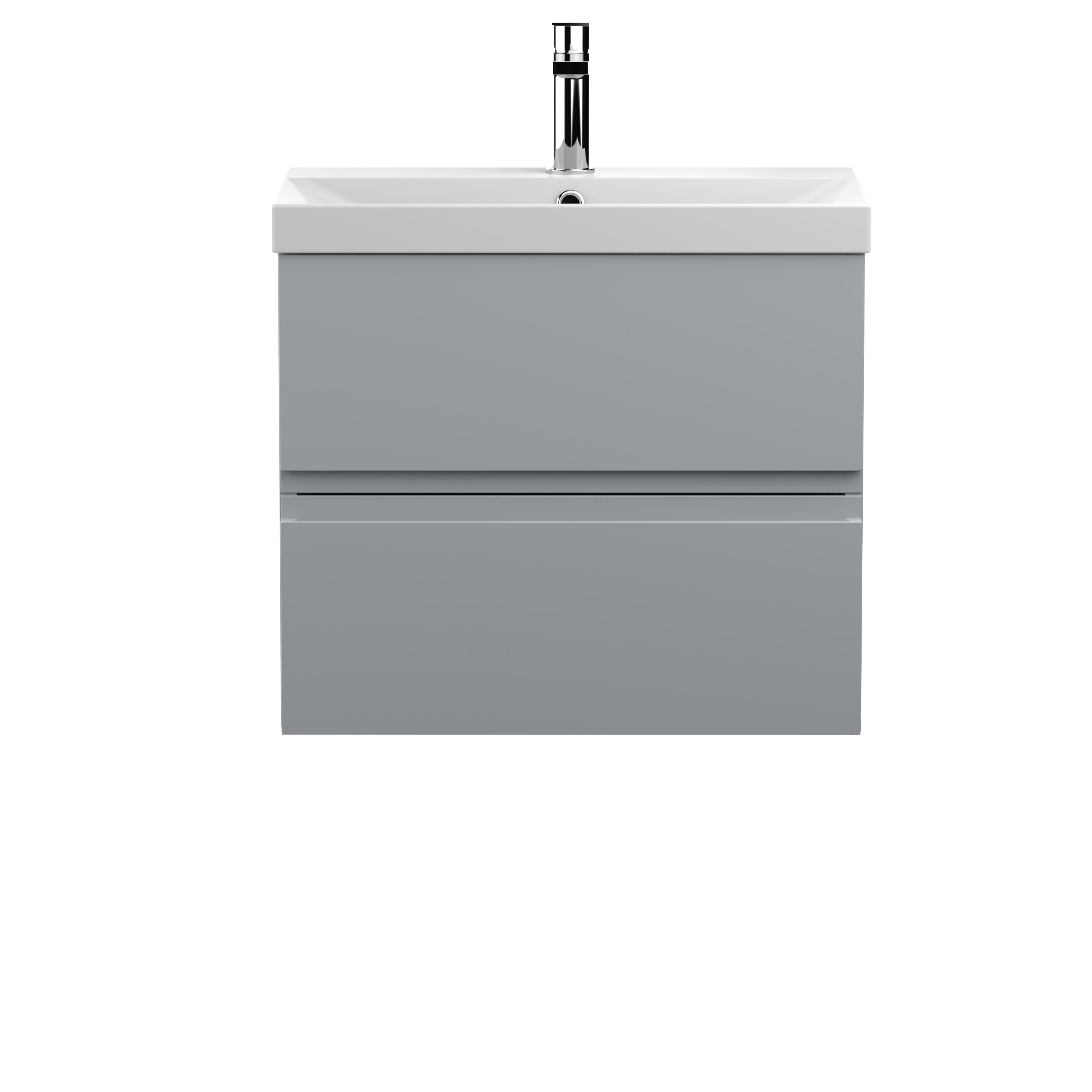Hudson Reed Urban Satin Grey 600mm Wall Hung 2 Drawer Vanity Unit and Thin Edge Basin URB204D