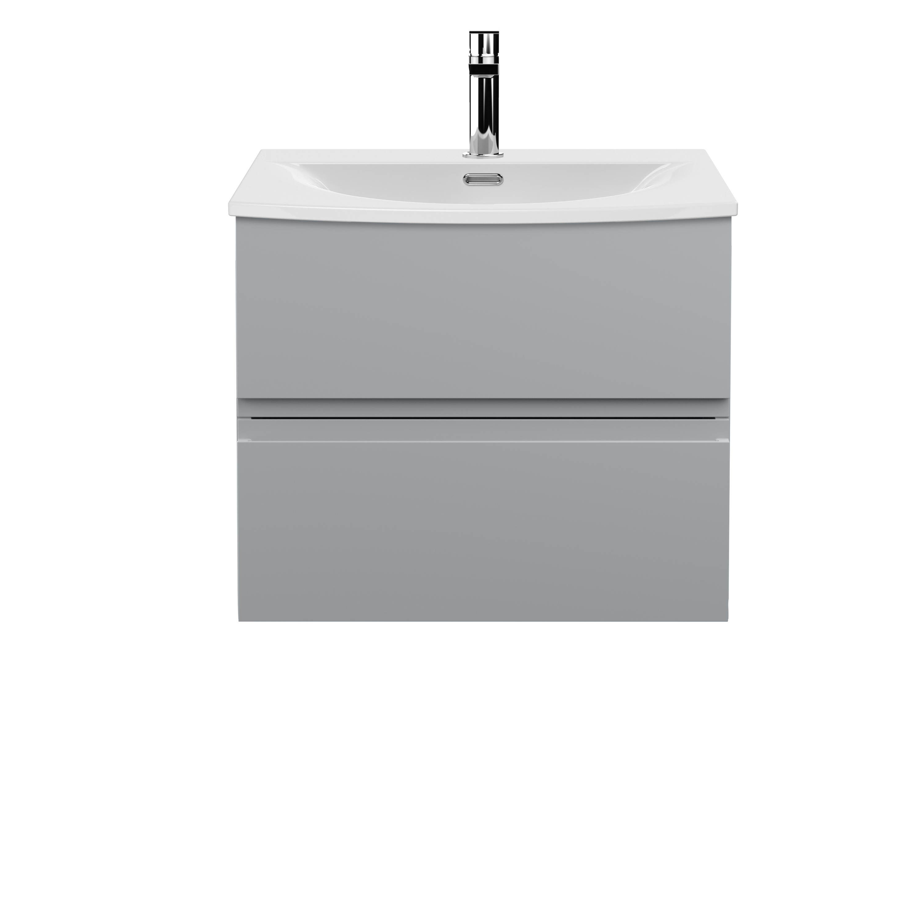 Hudson Reed Urban Satin Grey 600mm Wall Hung 2 Drawer Vanity Unit and Curved Ceramic Basin URB204G