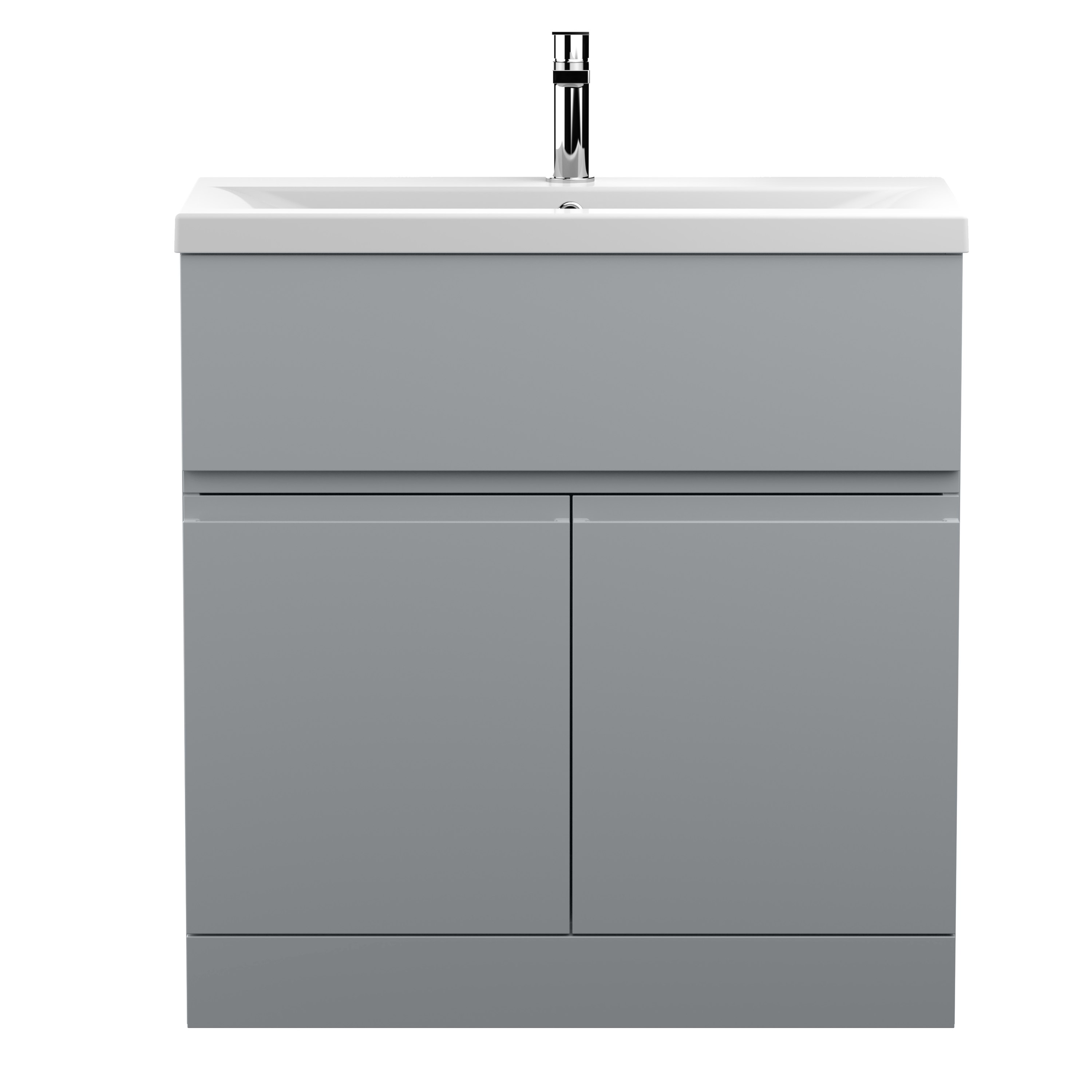 Hudson Reed Urban Satin Grey 800mm Floor Standing 2 Door Vanity Unit and Mid Edge Ceramic Basin URB205A