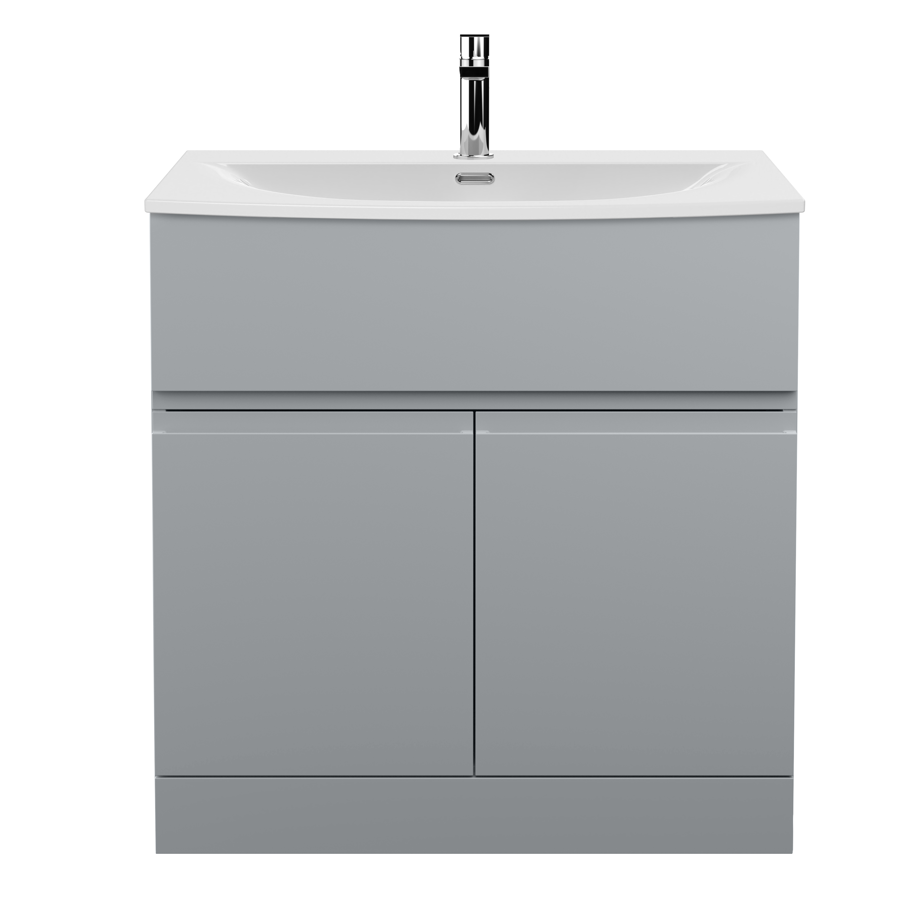 Hudson Reed Urban Satin Grey 800mm Floor Standing 2 Door Vanity Unit and Curved Ceramic Basin URB205G