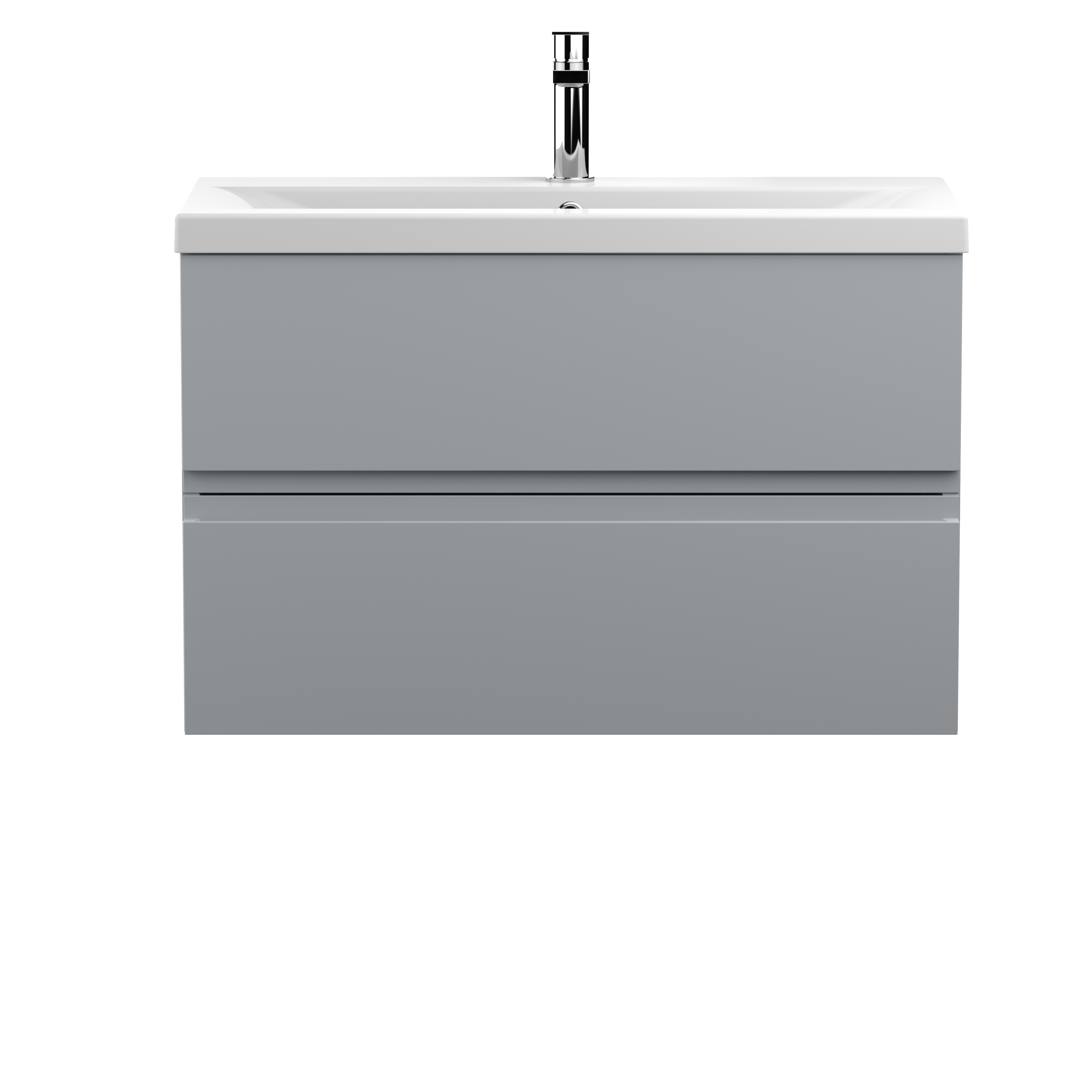 Hudson Reed Urban Satin Grey 800mm Wall Hung 2 Drawer Vanity Unit and Mid Edge Ceramic Basin URB206A