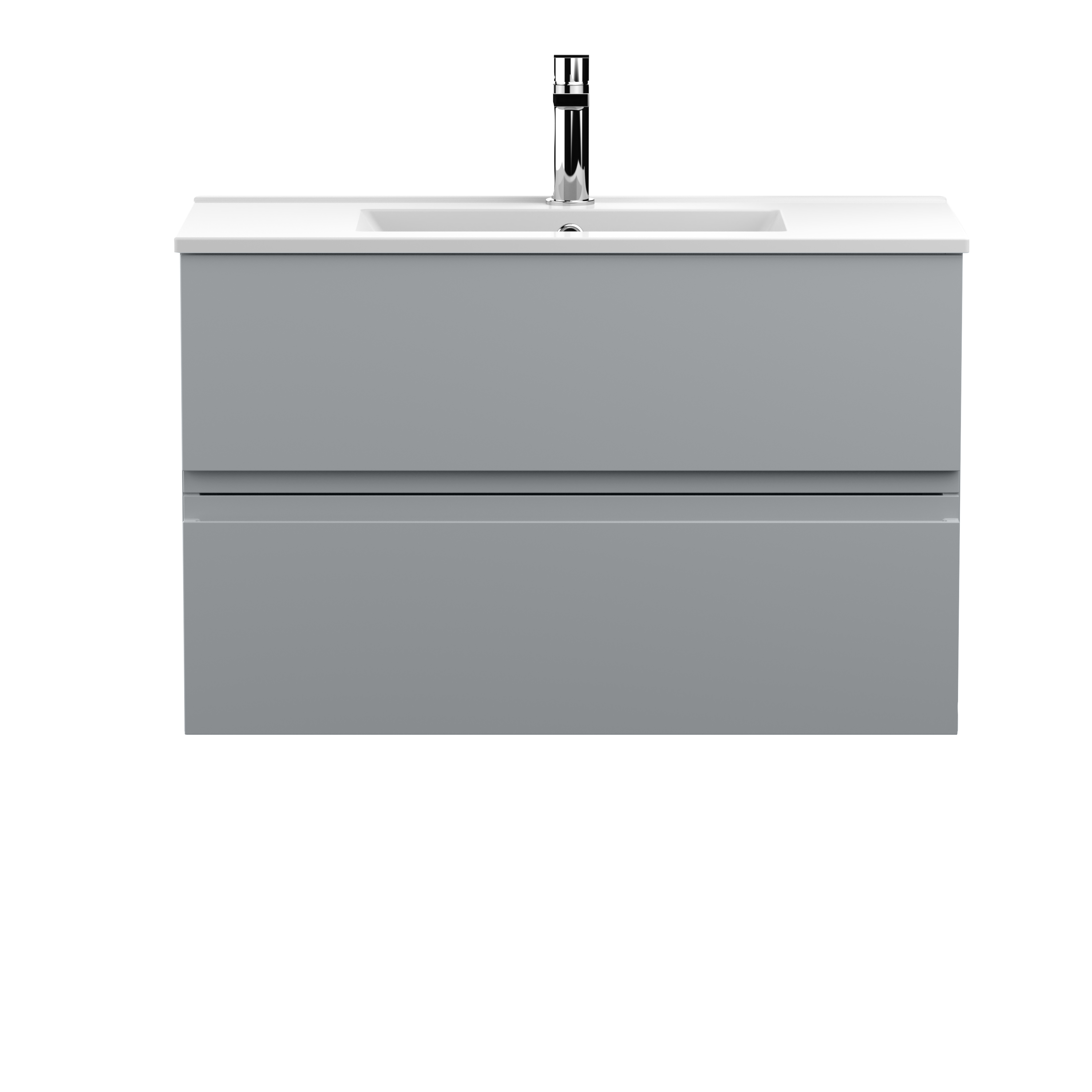 Hudson Reed Urban Satin Grey 800mm Wall Hung 2 Drawer Vanity Unit and Minimalist Basin URB206B