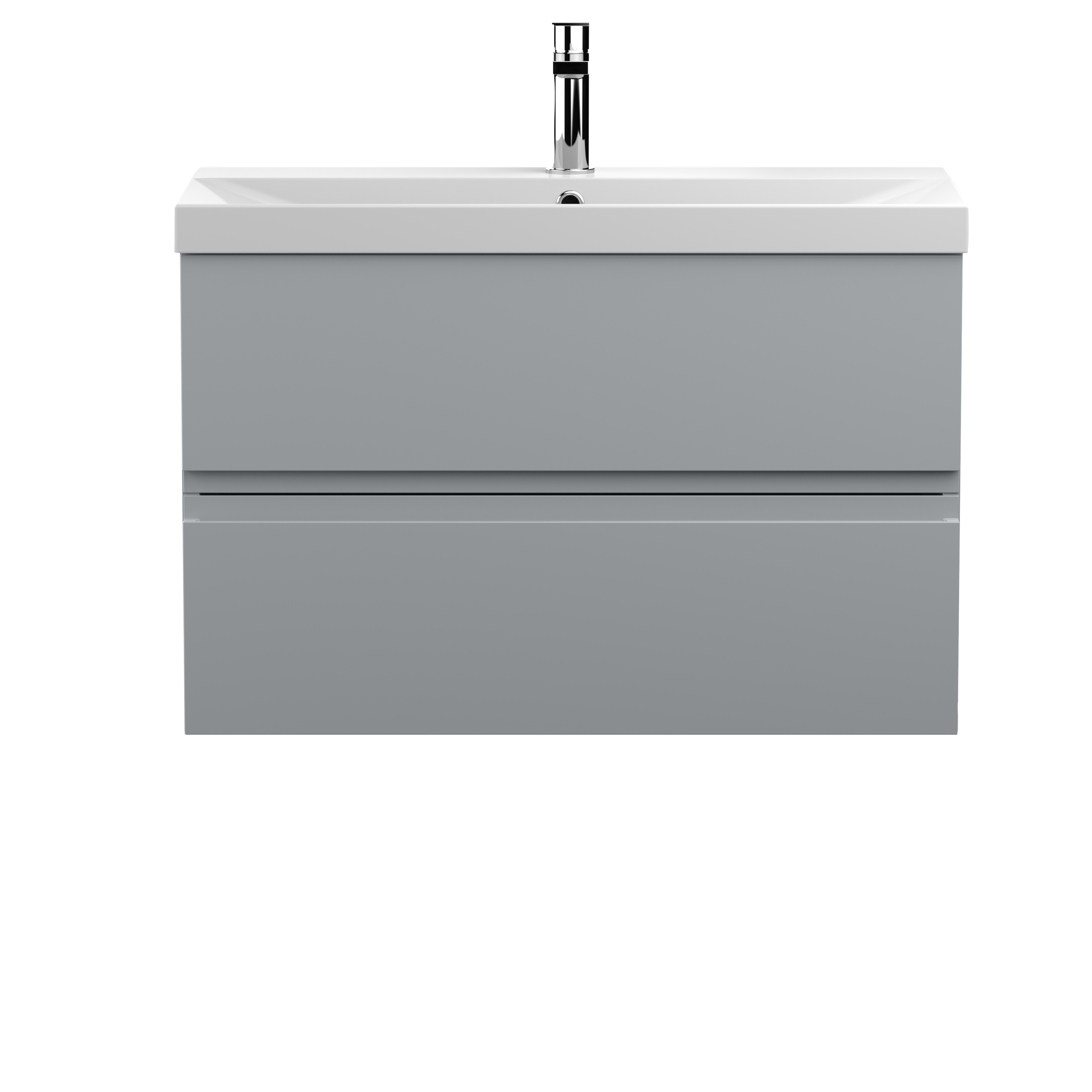 Hudson Reed Urban Satin Grey 800mm Wall Hung 2 Drawer Vanity Unit and Thin Edge Basin URB206D