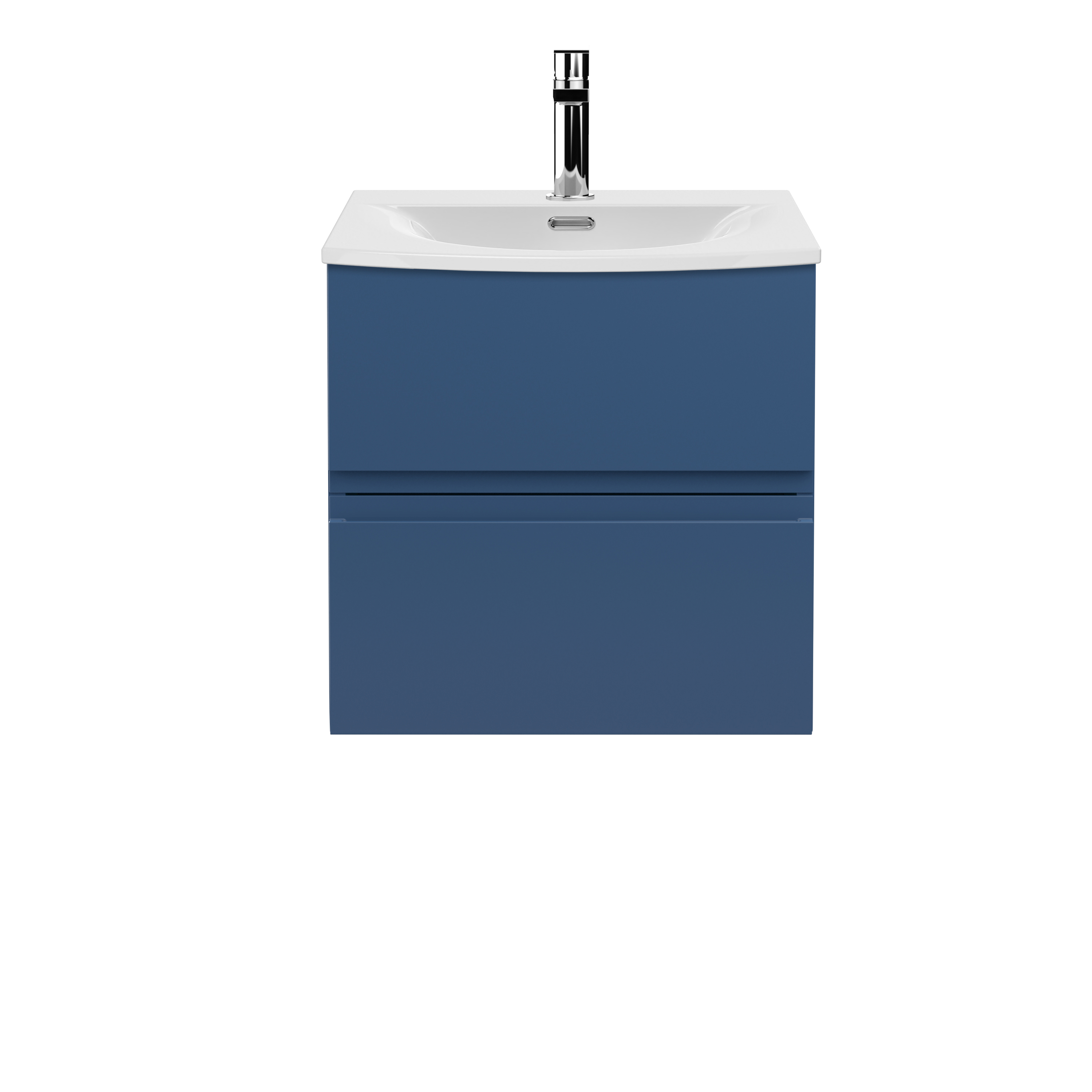 Hudson Reed Urban Satin Blue 500mm Wall Hung 2 Drawer Vanity Unit and Curved Ceramic Basin URB302G