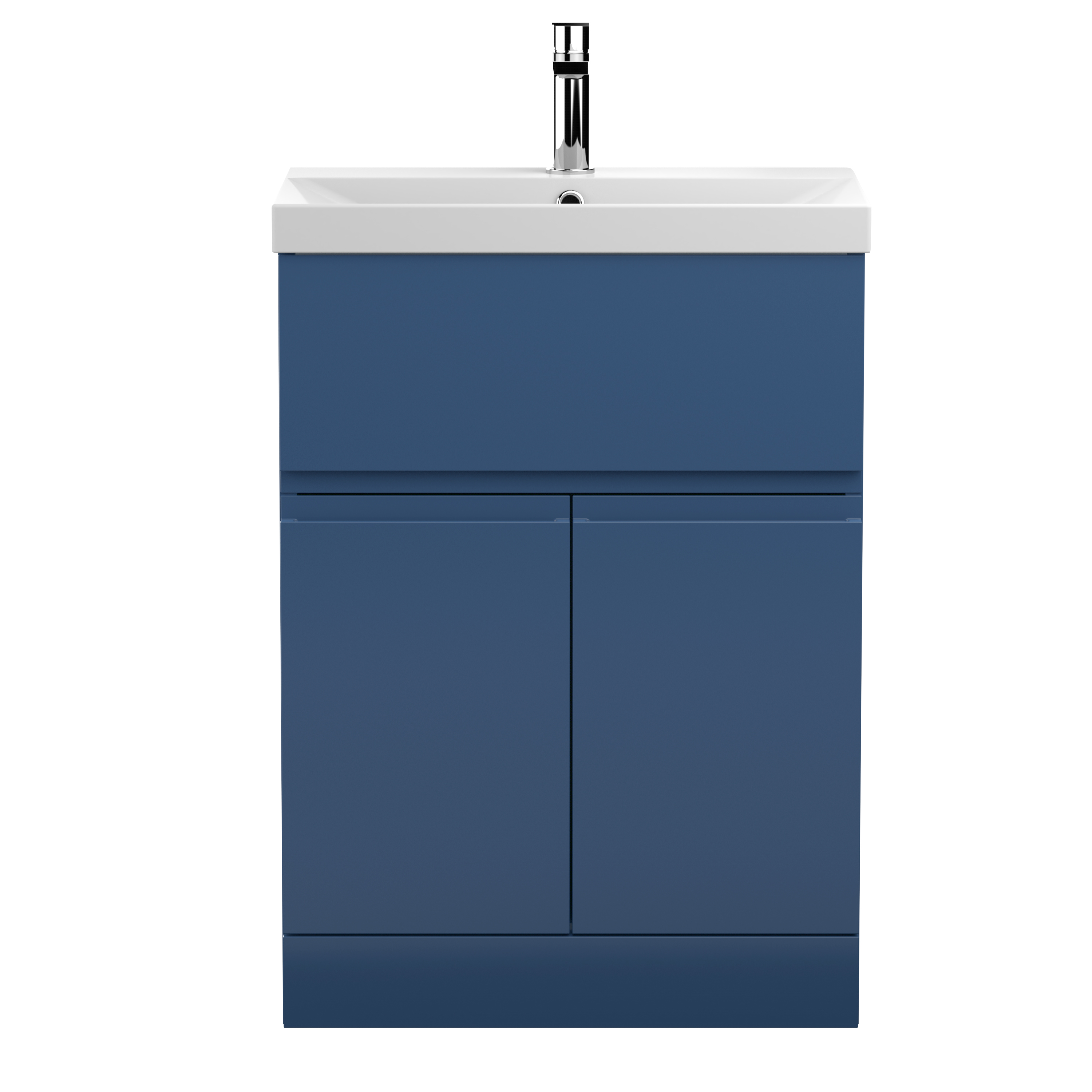 Hudson Reed Urban Satin Blue 600mm Floor Standing 2 Door Drawer Vanity Unit and Thin Edge Basin URB303D