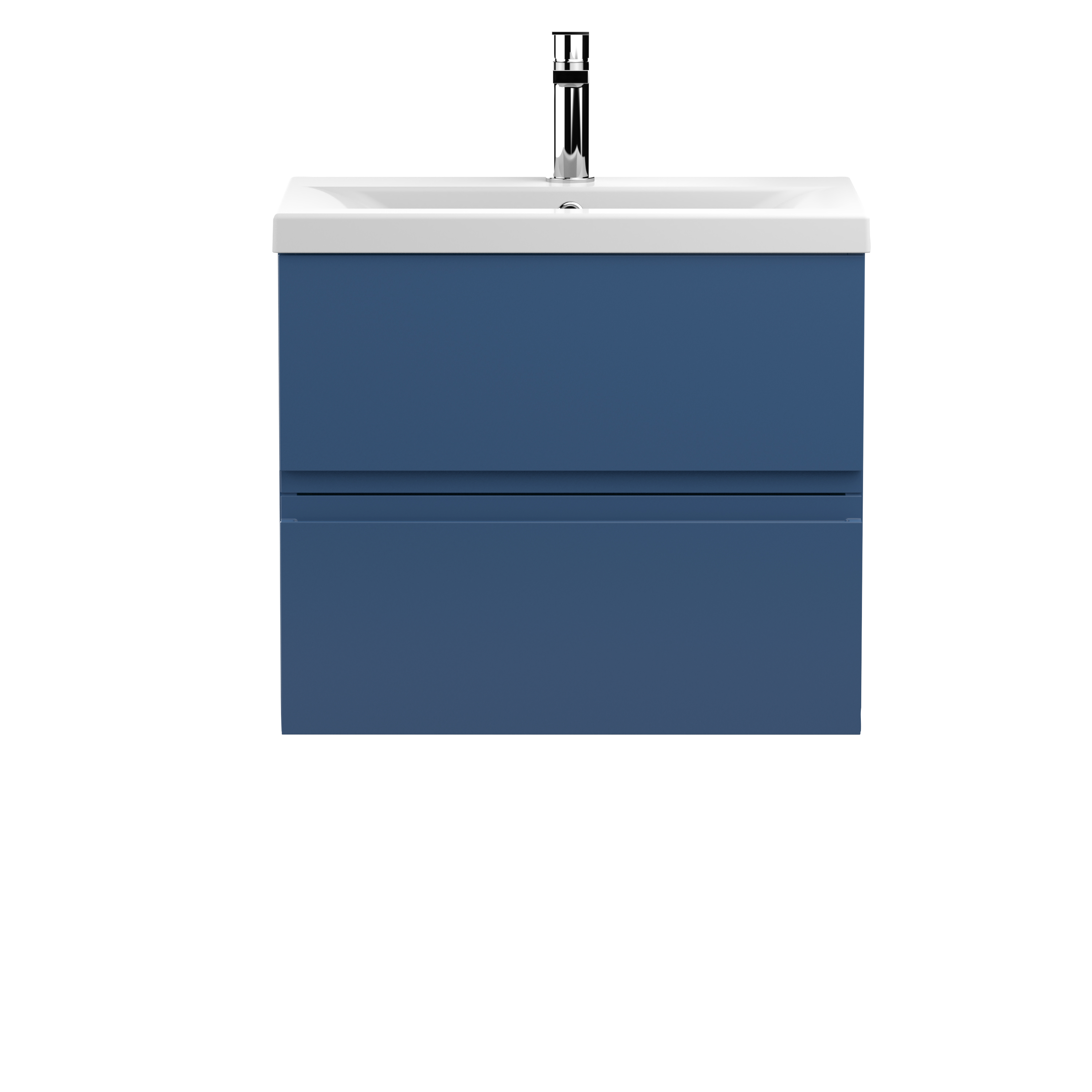 Hudson Reed Urban Satin Blue 600mm Wall Hung 2 Drawer Vanity Unit and Mid Edge Ceramic Basin URB304A