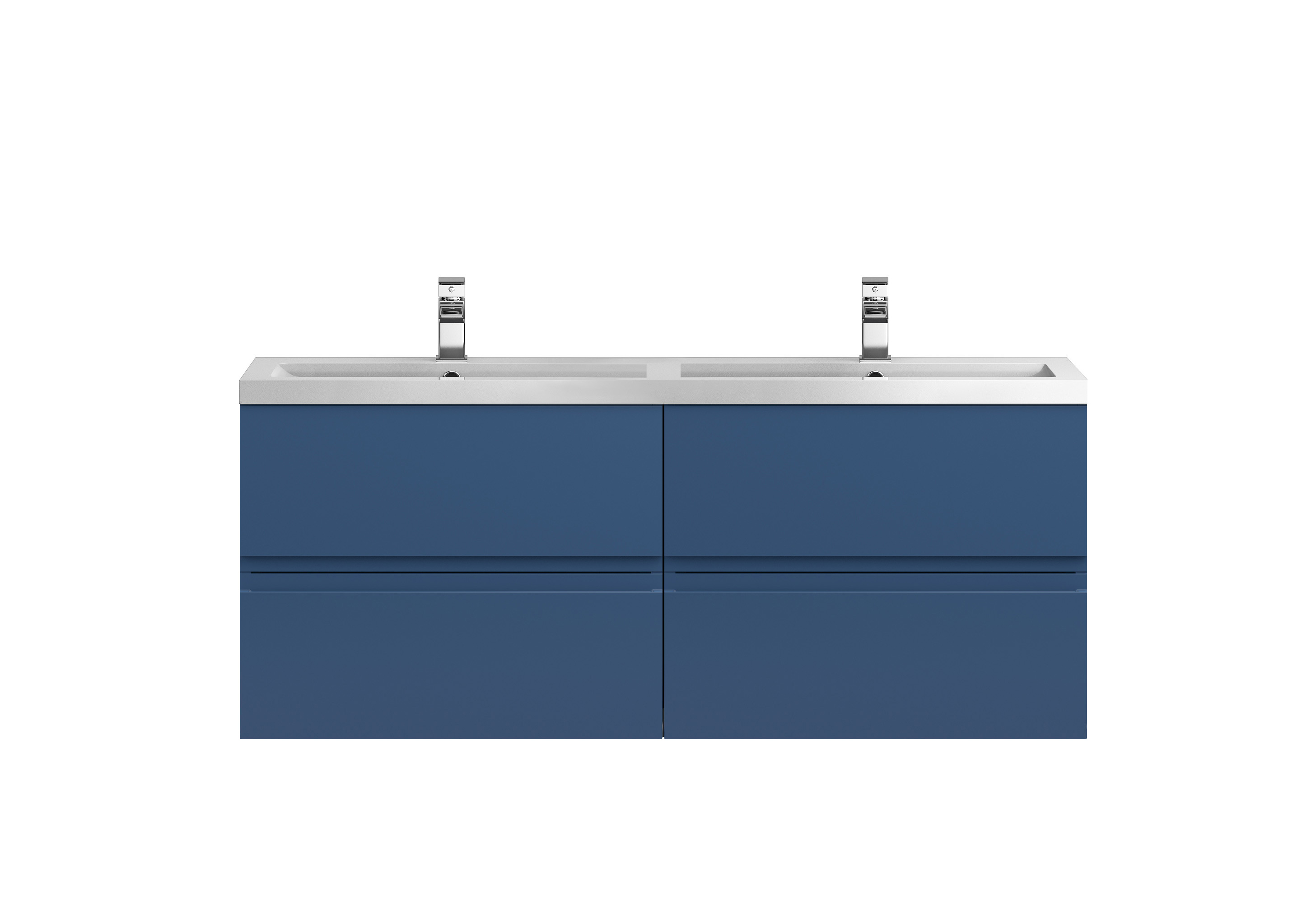Hudson Reed Urban Satin Blue 1200 Wall Hung 4 Drawer Vanity Unit and Double Basin URB304C