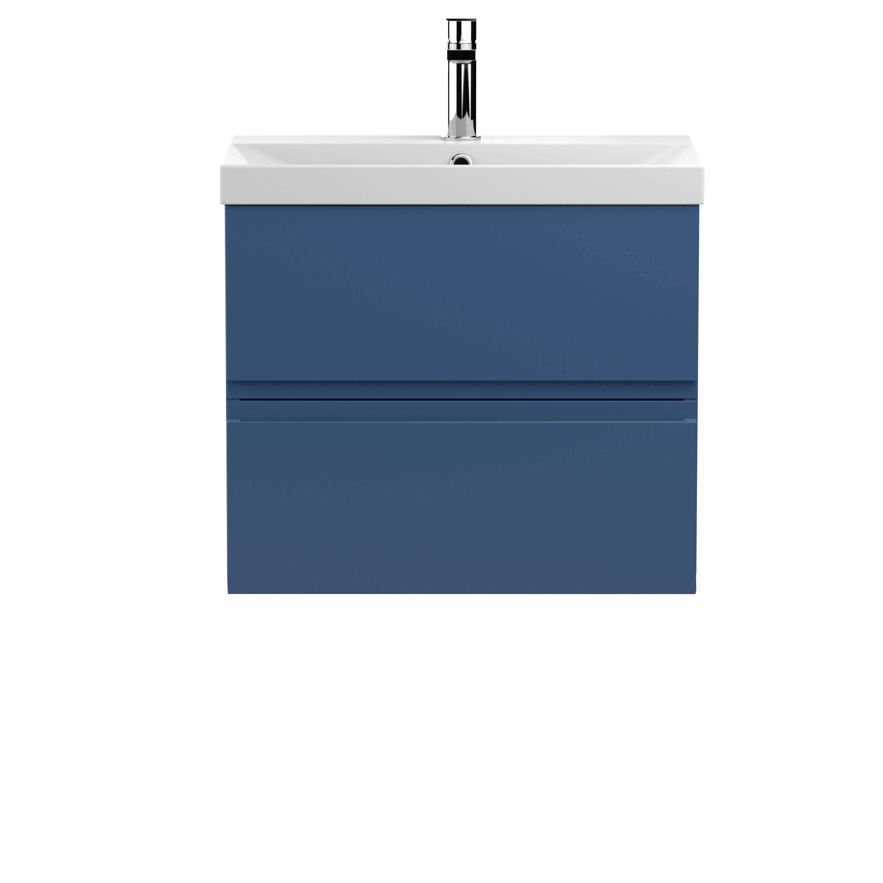 Hudson Reed Urban Satin Blue 600mm Wall Hung 2 Drawer Vanity Unit and Thin Edge Basin URB304D