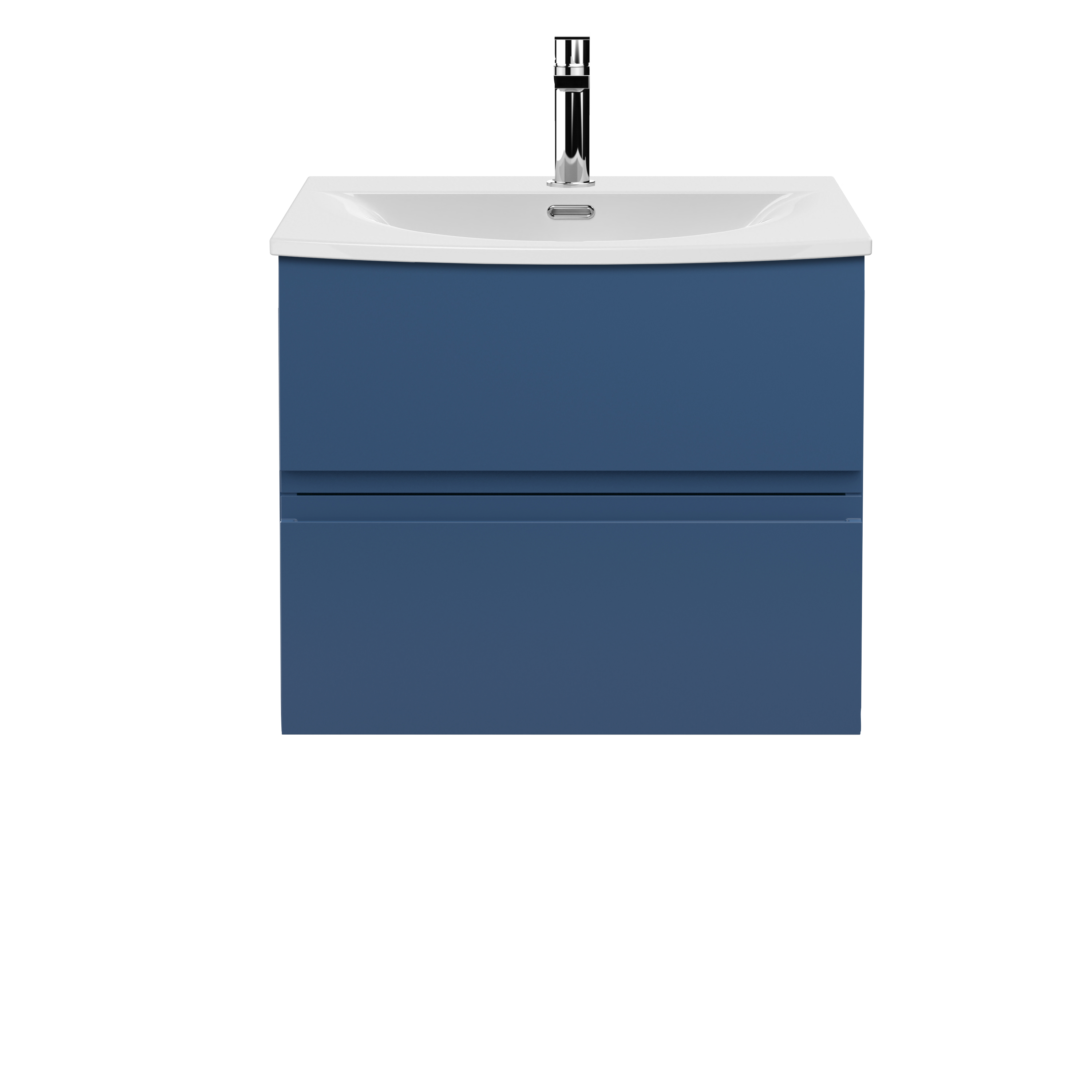 Hudson Reed Urban Satin Blue 600mm Wall Hung 2 Drawer Vanity Unit and Curved Ceramic Basin URB304G