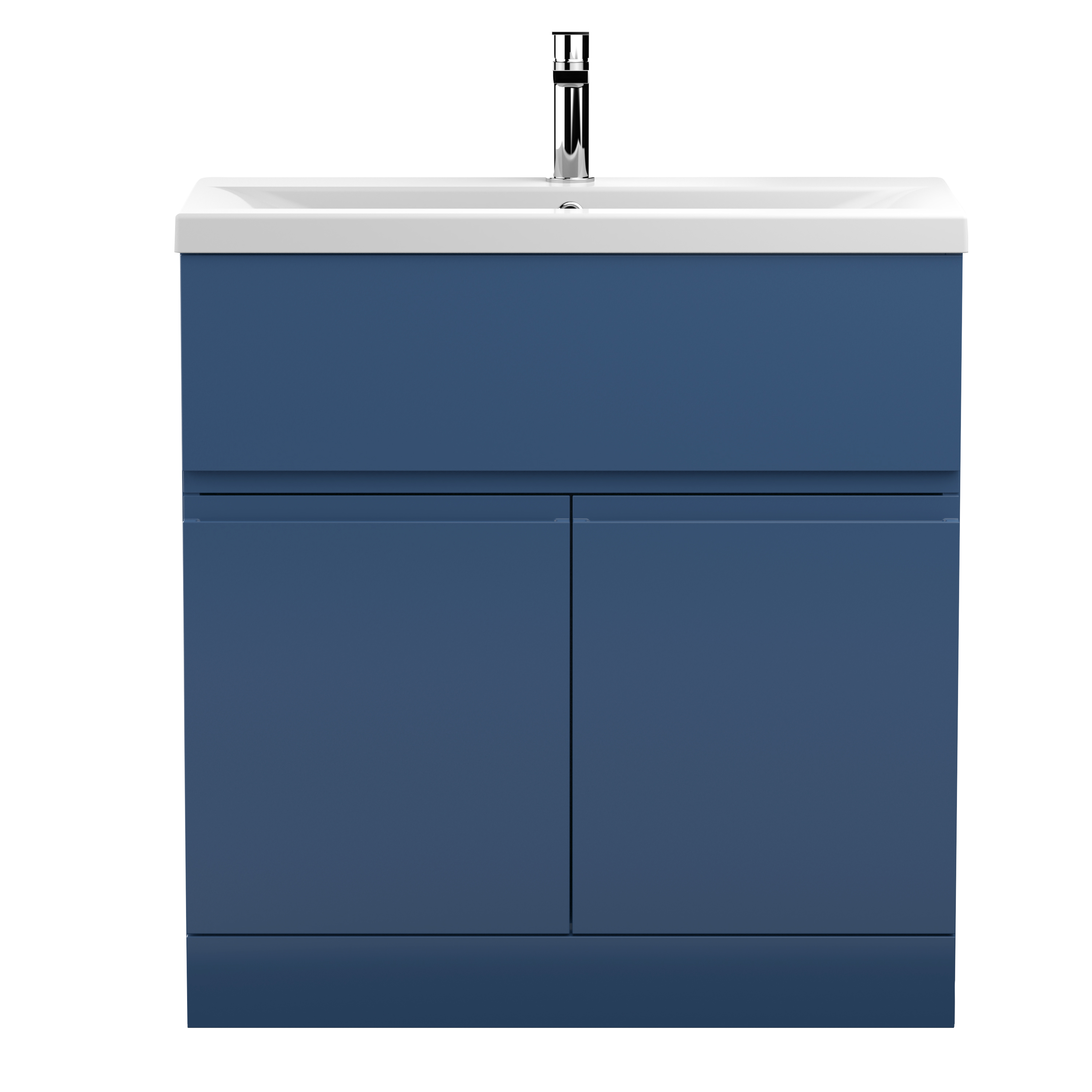 Hudson Reed Urban Satin Blue 800mm Floor Standing 2 Door Vanity Unit and Mid Edge Ceramic Basin URB305A