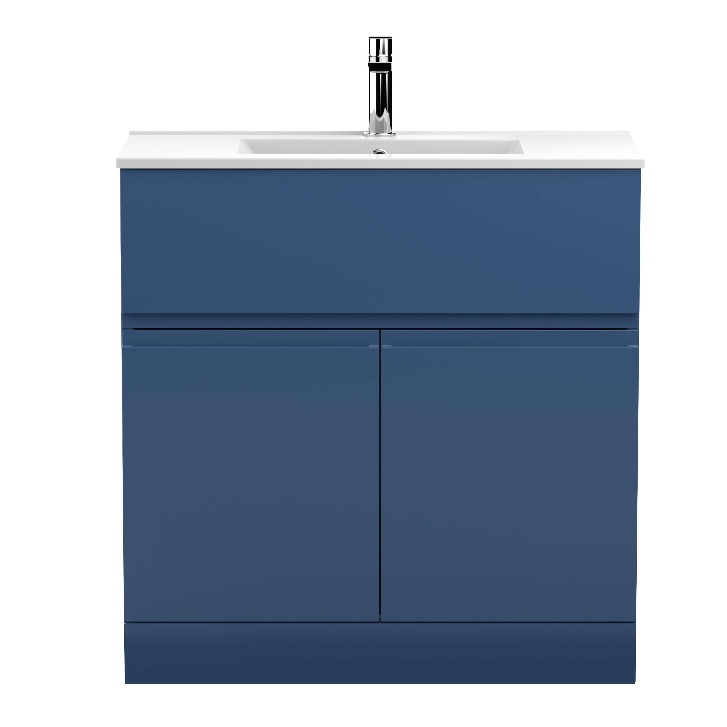 Hudson Reed Urban Satin Blue 800mm Floor Standing 2 Door Vanity Unit and Minimalist Basin URB305B