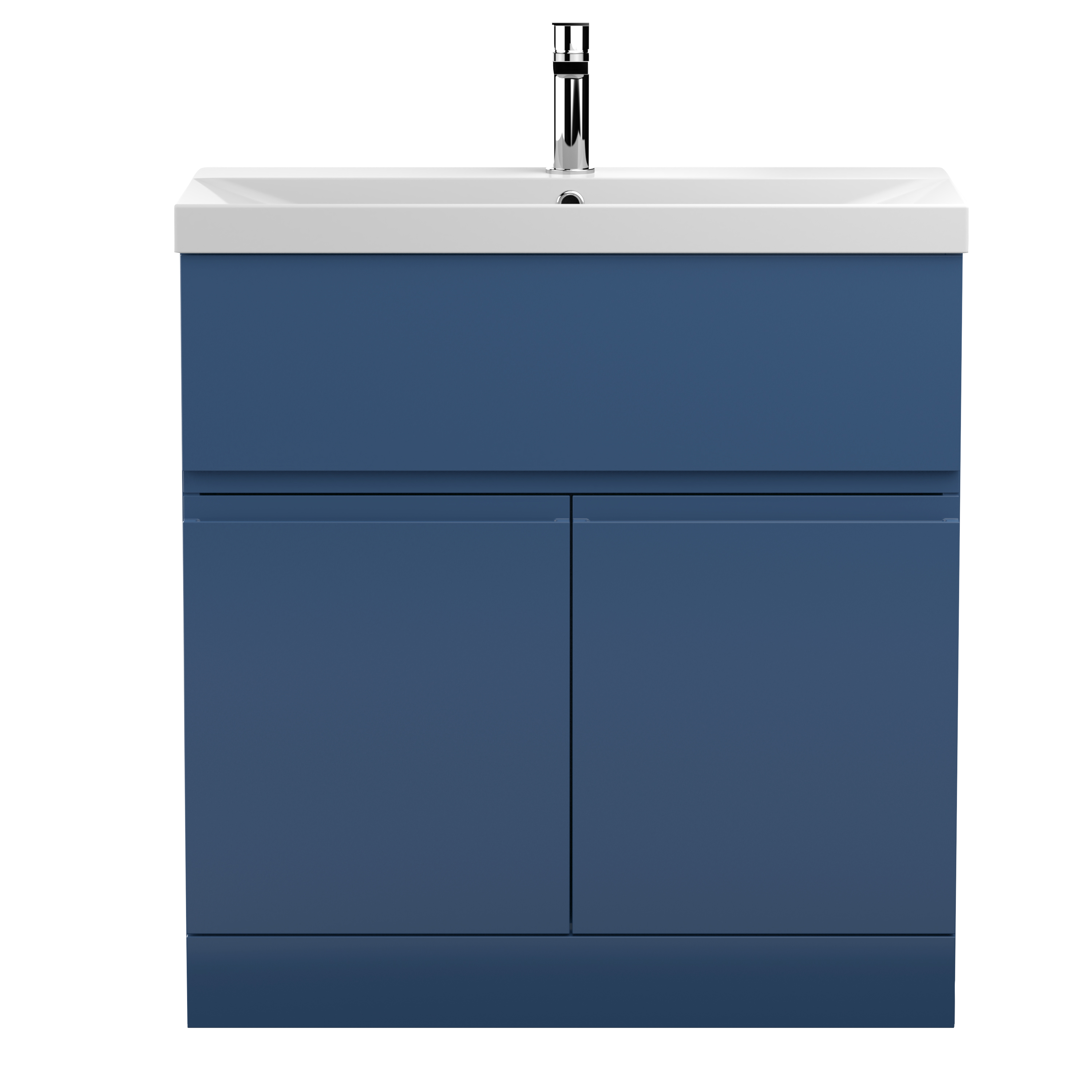 Hudson Reed Urban Satin Blue 800mm Floor Standing 2 Door Vanity Unit and Thin Edge Basin URB305D