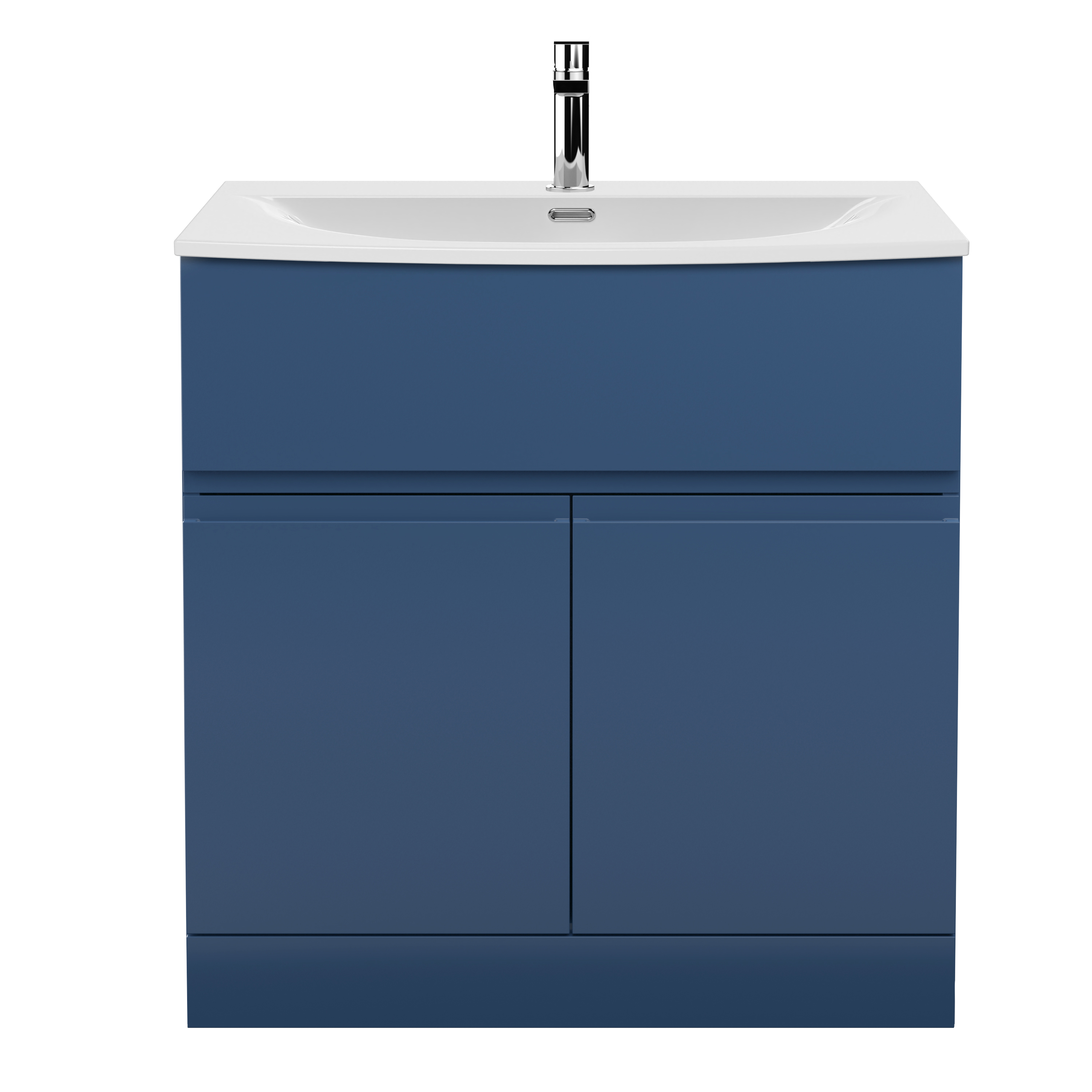 Hudson Reed Urban Satin Blue 800mm Floor Standing 2 Door Vanity Unit and Curved Ceramic Basin URB305G