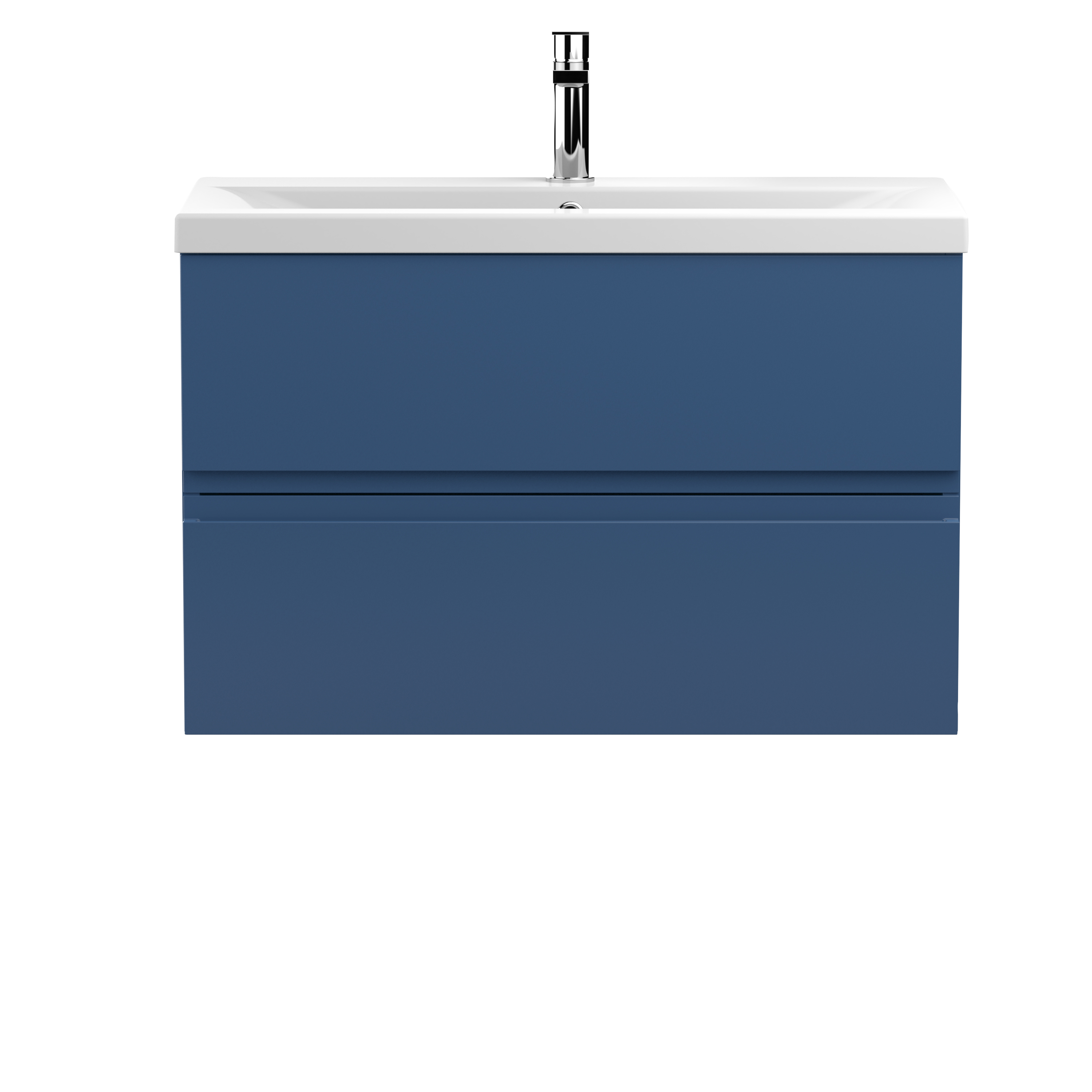 Hudson Reed Urban Satin Blue 800mm Wall Hung 2 Drawer Vanity Unit and Mid Edge Ceramic Basin URB306A