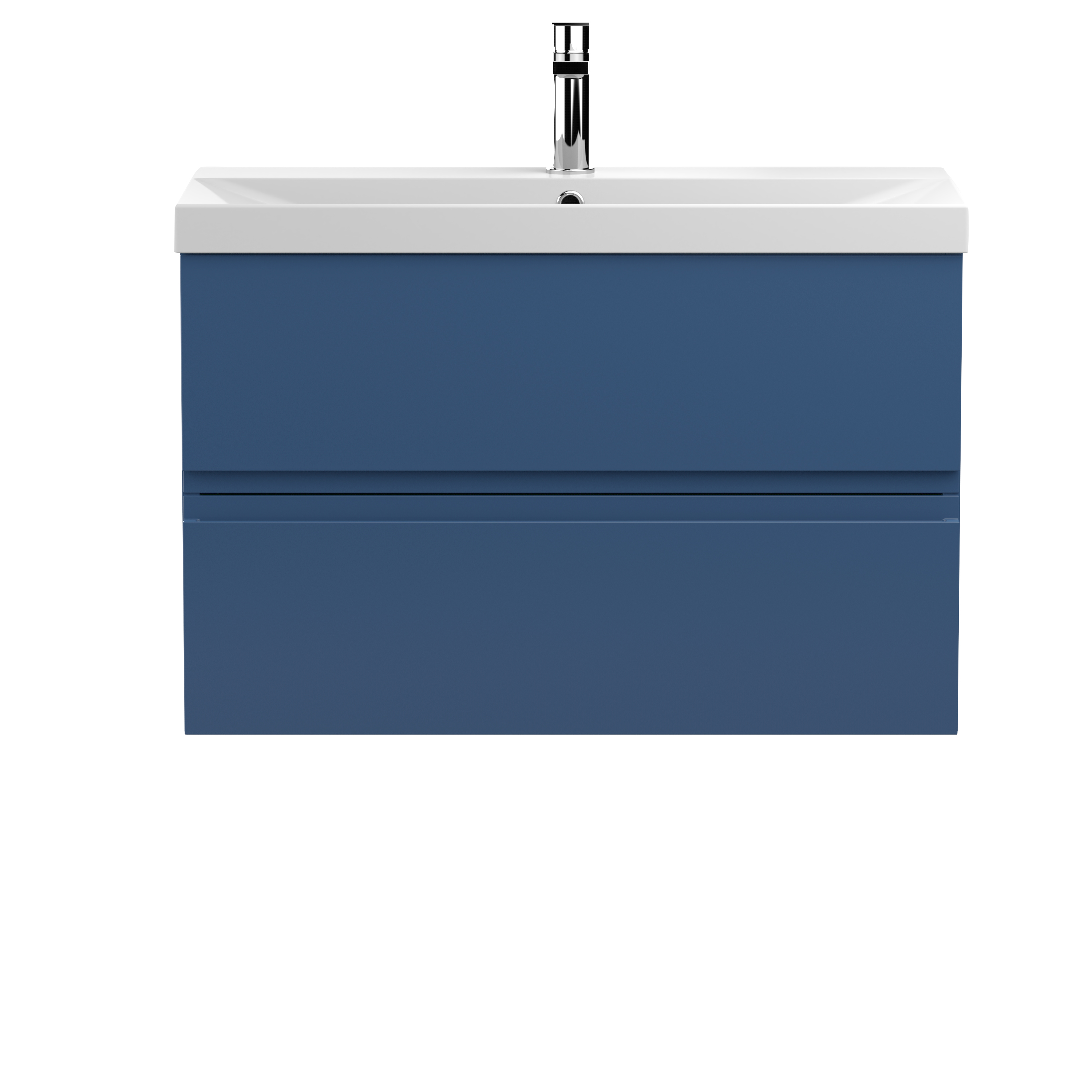 Hudson Reed Urban Satin Blue 800mm Wall Hung 2 Drawer Vanity Unit and Thin Edge Basin URB306D