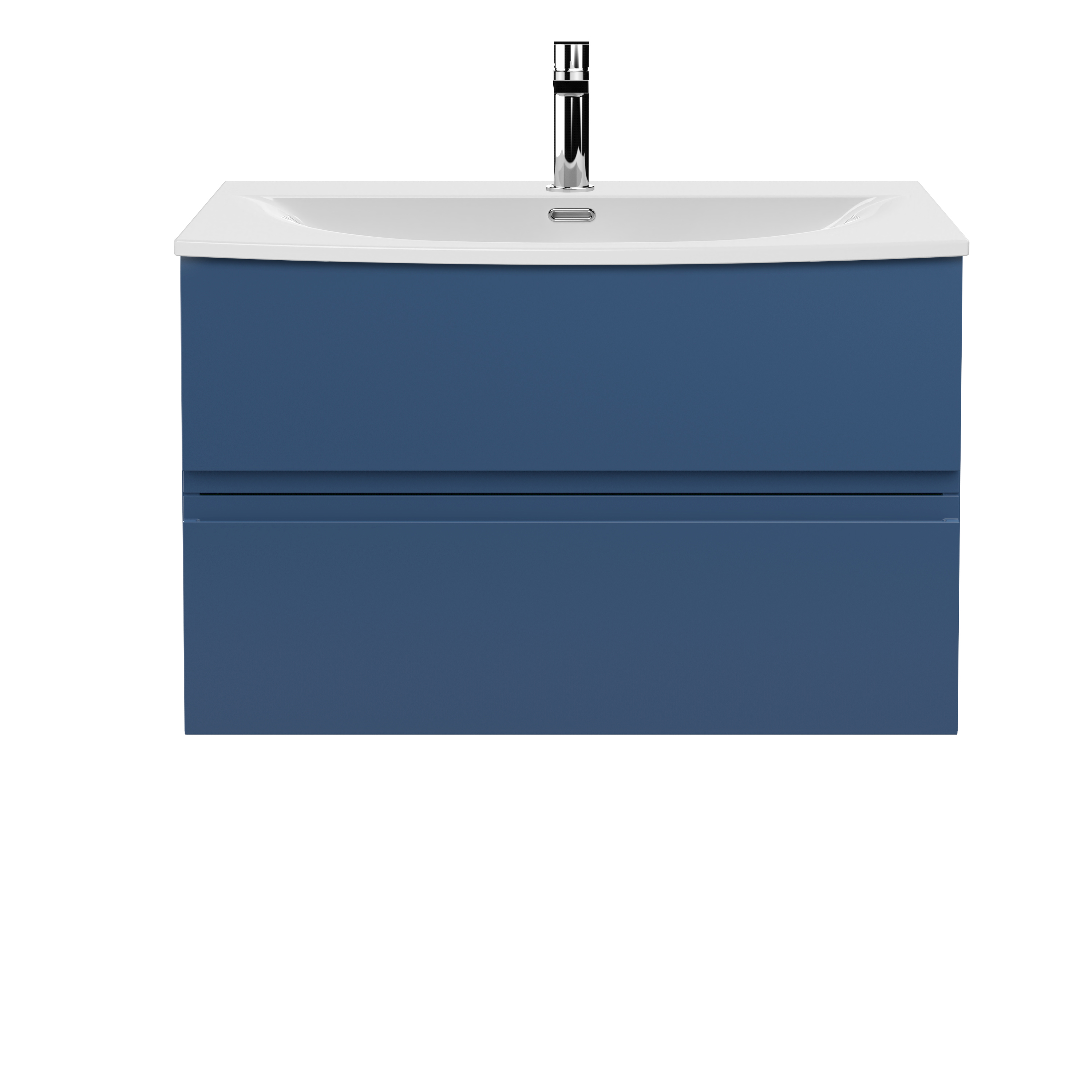 Hudson Reed Urban Satin Blue 800mm Wall Hung 2 Drawer Vanity Unit and Curved Ceramic Basin URB306G