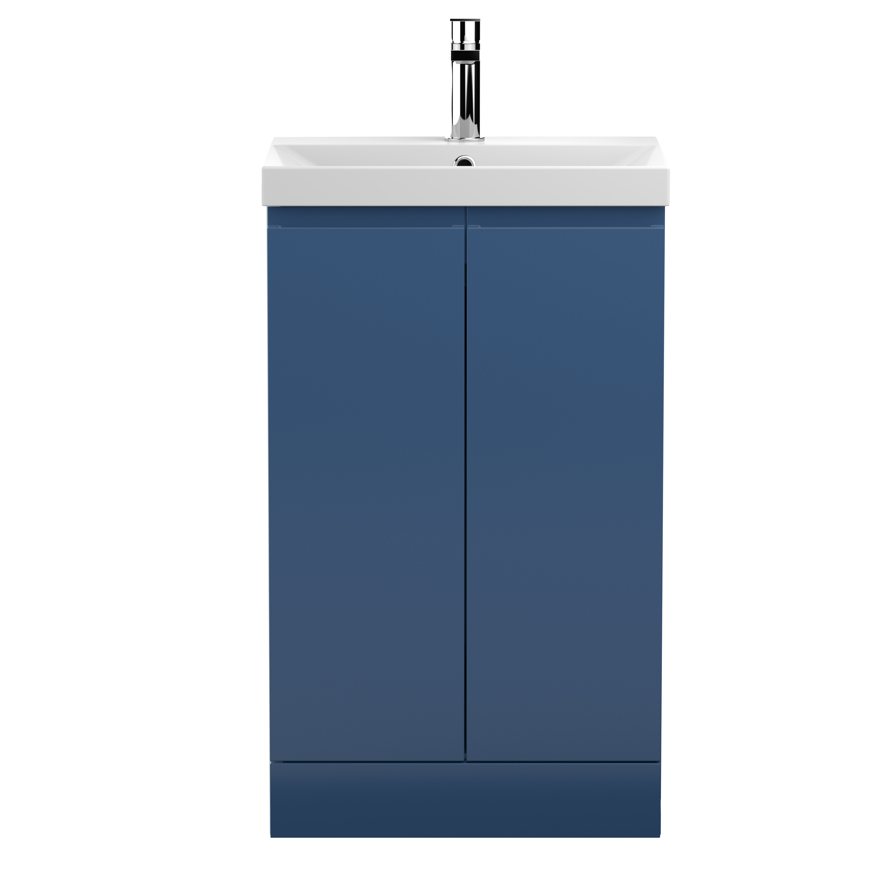 Hudson Reed Urban Satin Blue 500mm Floor Standing 2 Door Vanity Unit and Thin Edge Basin URB307D