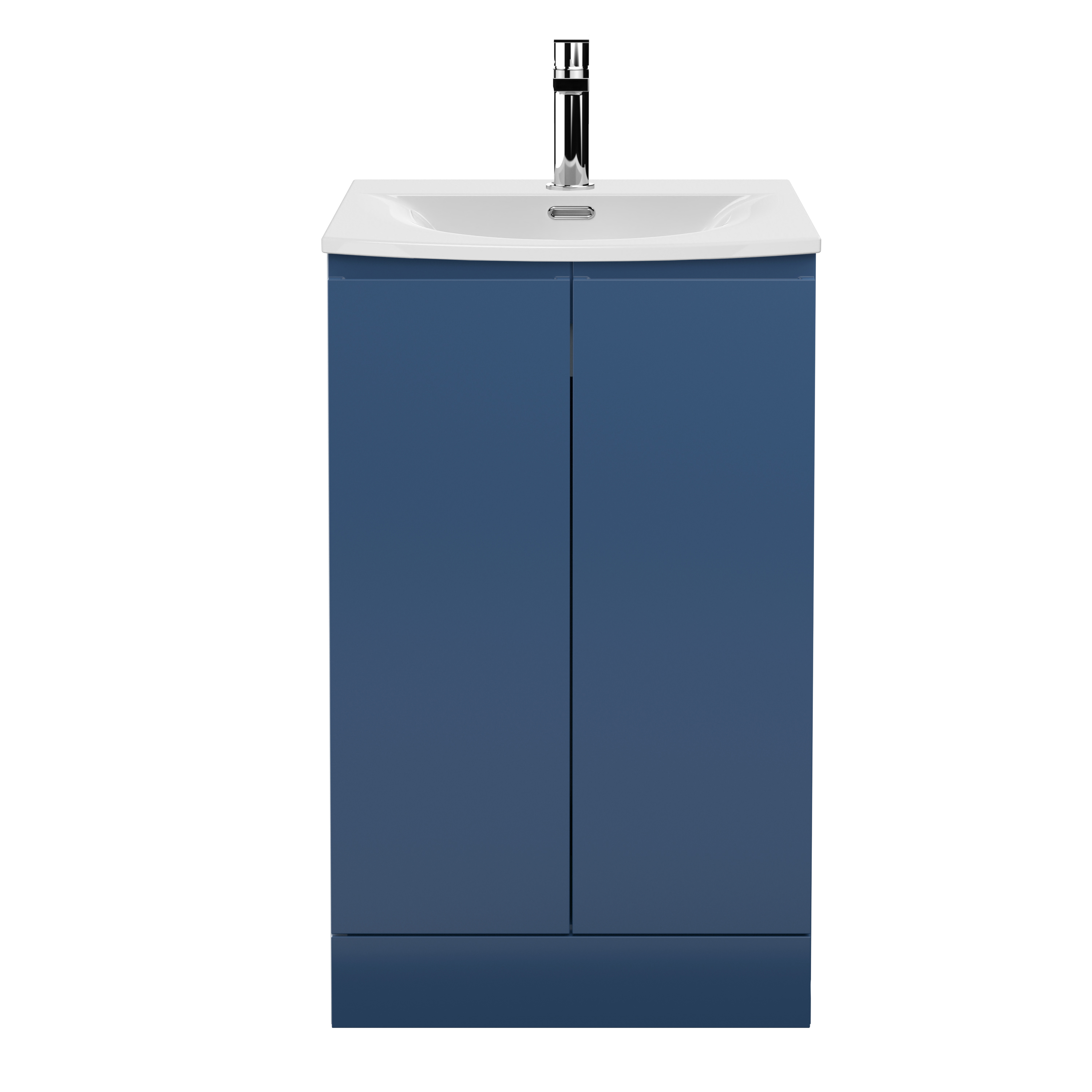 Hudson Reed Urban Satin Blue 500mm Floor Standing 2 Door Vanity Unit and Curved Ceramic Basin URB307G