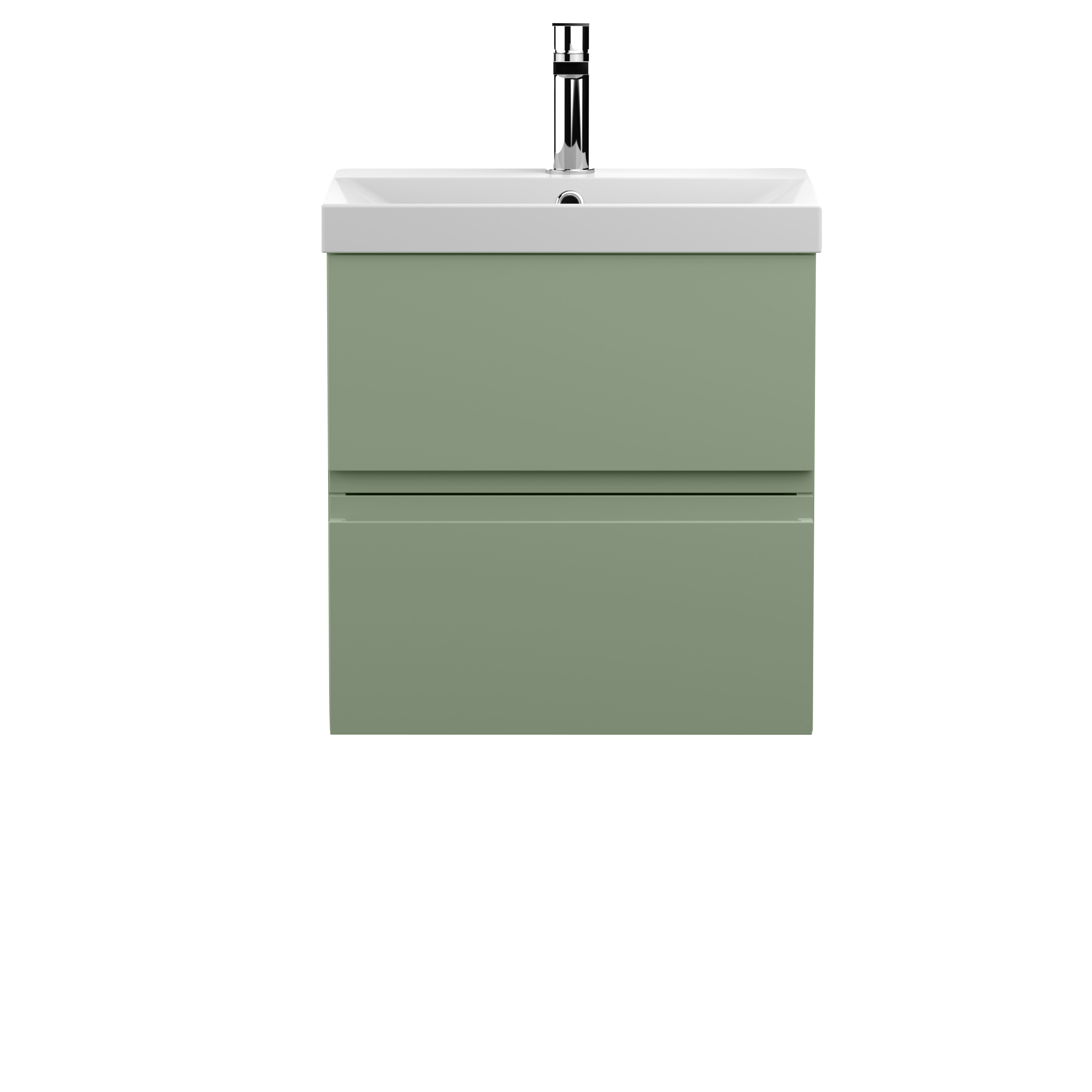 Hudson Reed Urban Satin Green 500mm Wall Hung 2 Vanity Unit and Thin Edge Basin URB802D