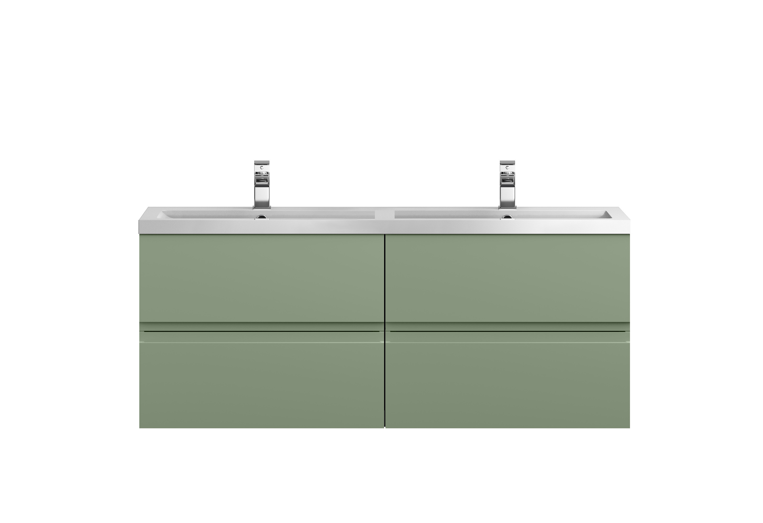 Hudson Reed Urban Satin Green 1200 Wall Hung 4 Drawer Vanity Unit and Double Basin URB804C