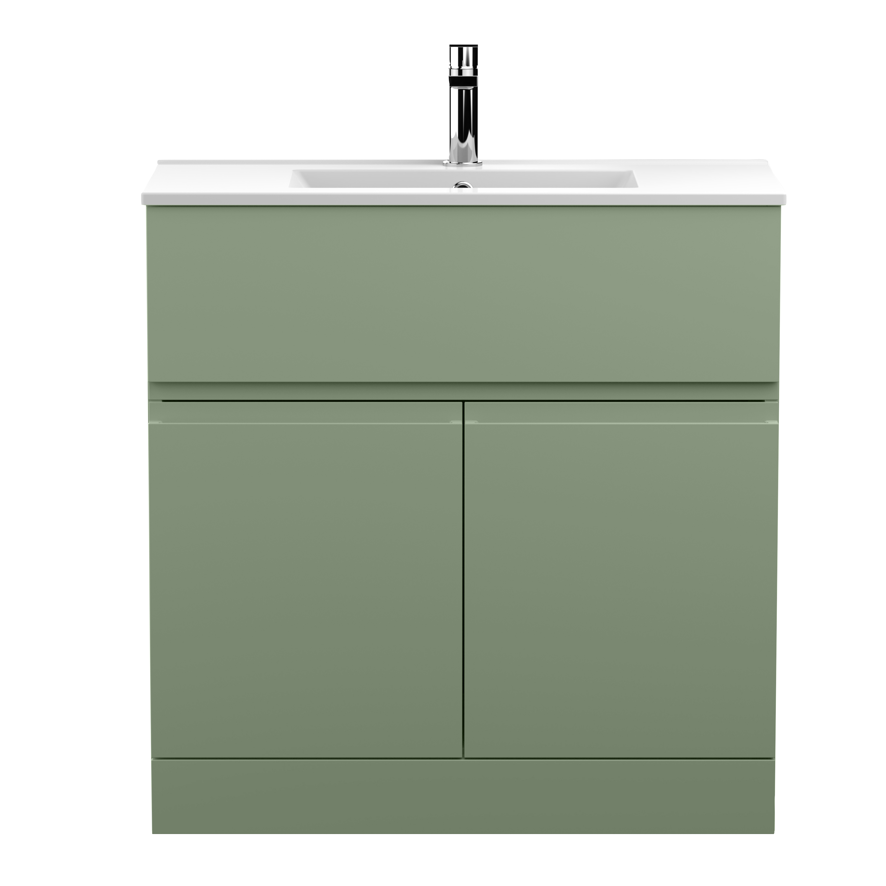 Hudson Reed Urban Satin Green 800mm Floor Standing 2 Door Vanity Unit and Basin URB805B
