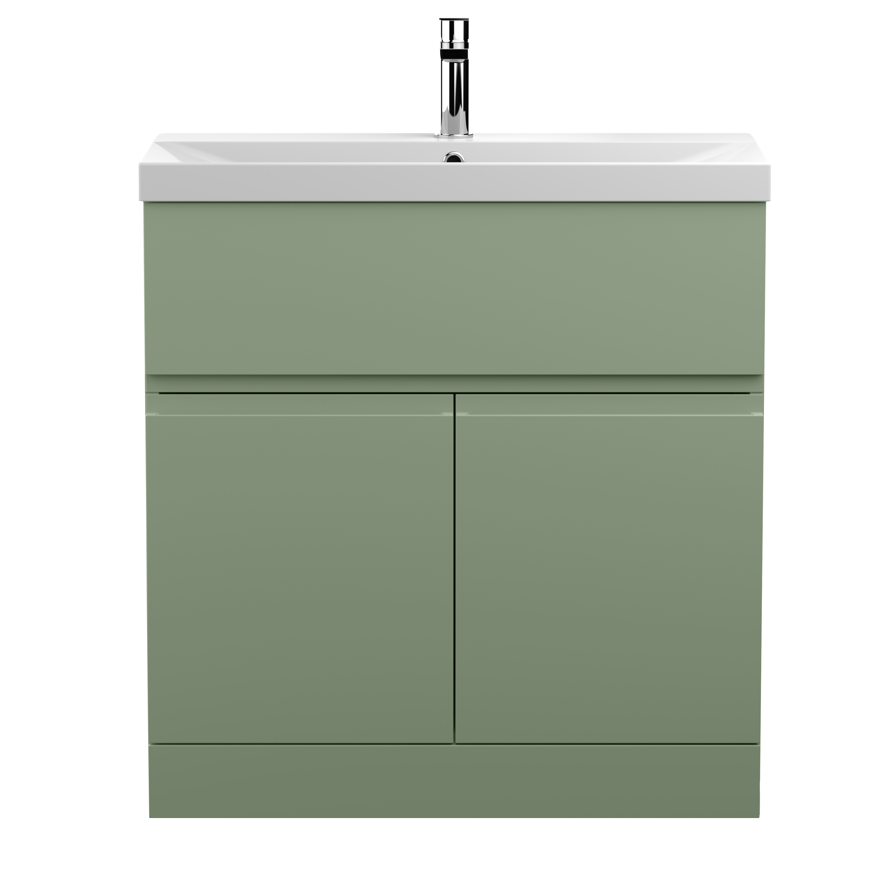 Hudson Reed Urban Satin Green 800mm Floor Standing 2 Door Vanity Unit and Thin Edge Basin URB805D