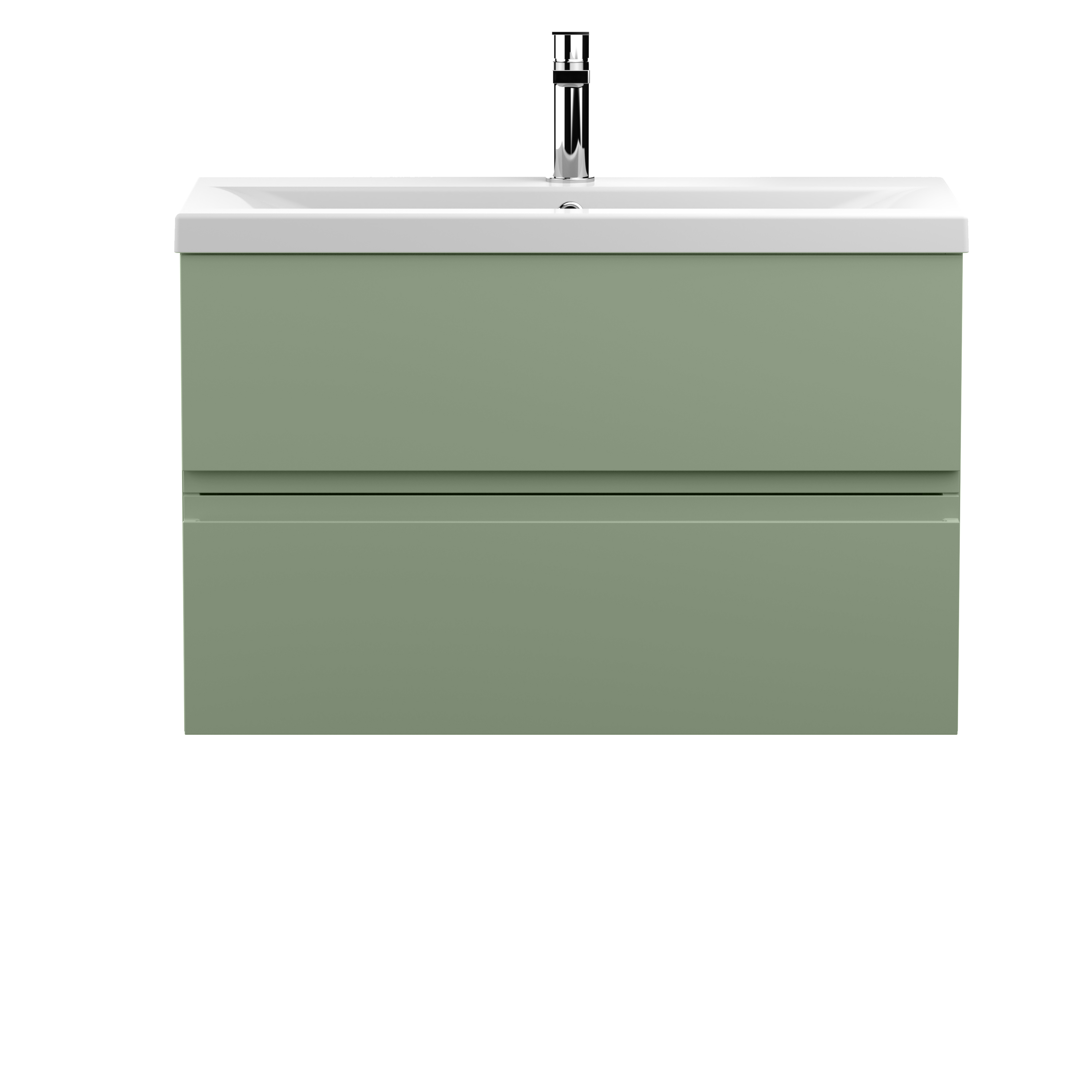 Hudson Reed Urban Satin Green 800mm Wall Hung 2 Vanity Unit and Mid Edge Ceramic Basin URB806A