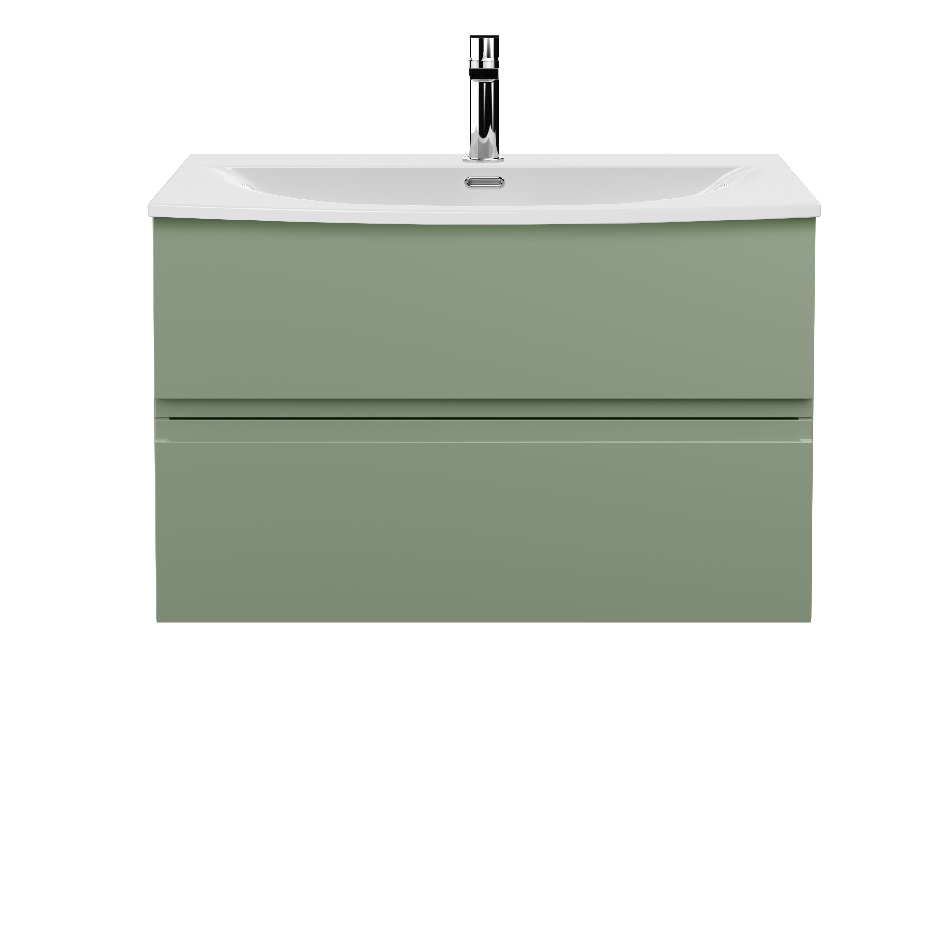 Hudson Reed Urban Satin Green 800mm Wall Hung 2 Vanity Unit and Curved Ceramic Basin URB806G