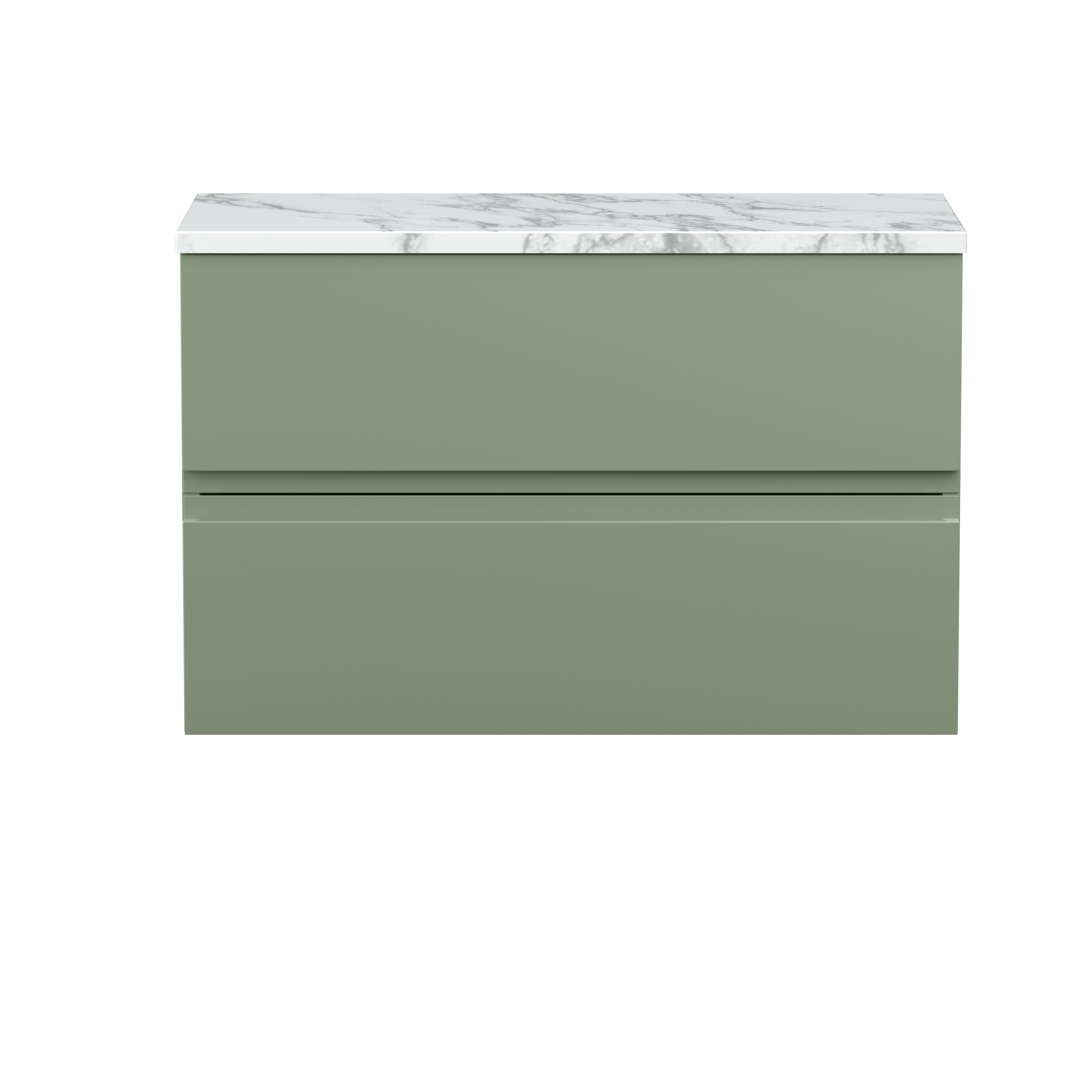 Hudson Reed Urban Satin Green 800mm Wall Hung 2 Vanity Unit and Laminate Worktop URB806LCM