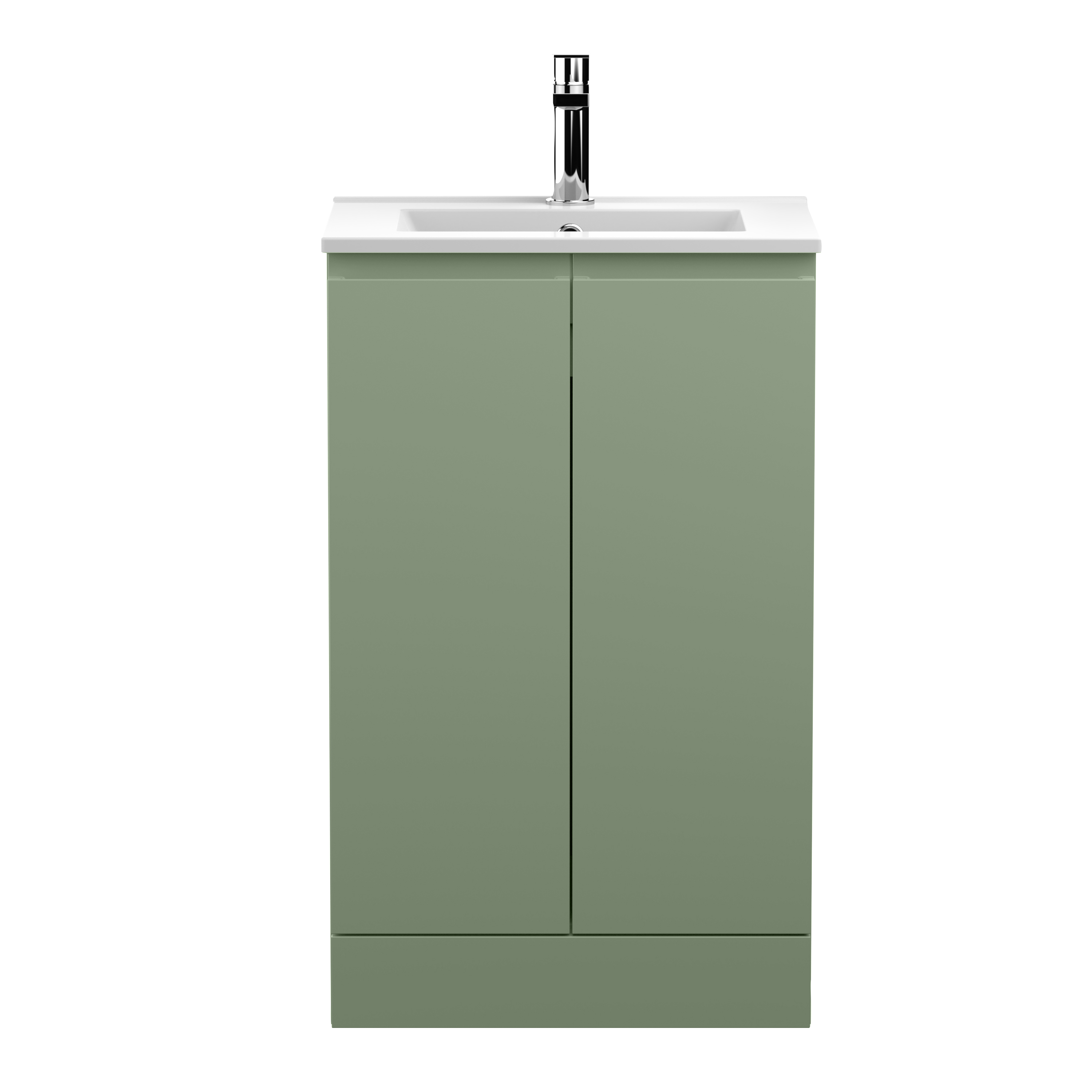 Hudson Reed Urban Satin Green 500mm Floor Standing 2 Door Vanity Unit and Basin URB807B