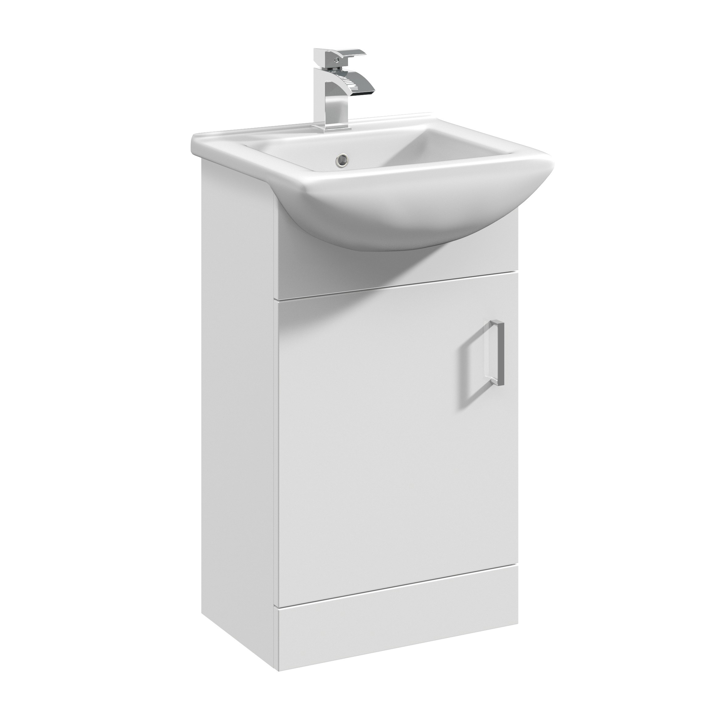 Nuie Mayford Gloss White 450mm Floor Standing Vanity Unit and Square Basin VTM450