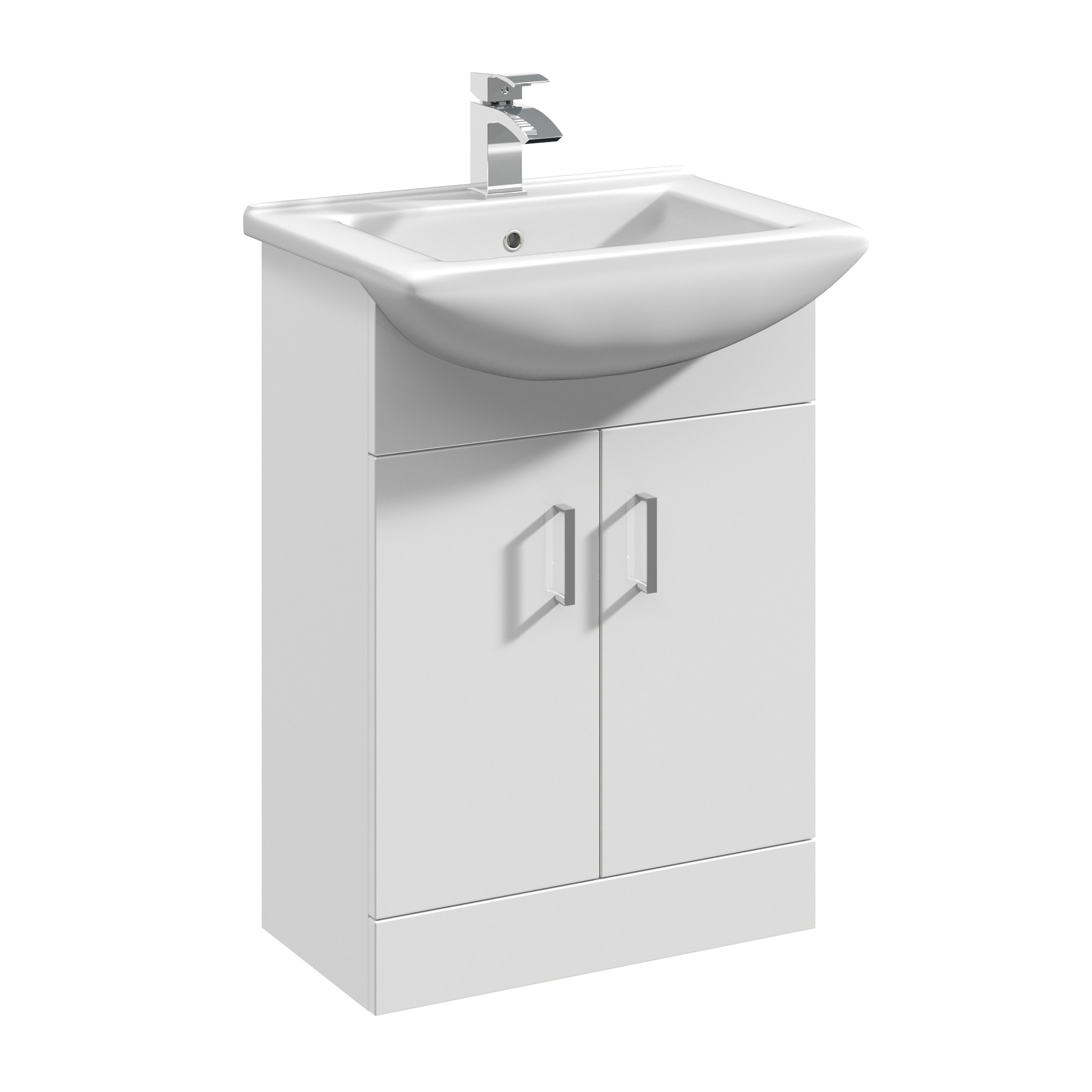 Nuie Mayford Gloss White 550mm Floor Standing Vanity Unit and Square Basin VTM550