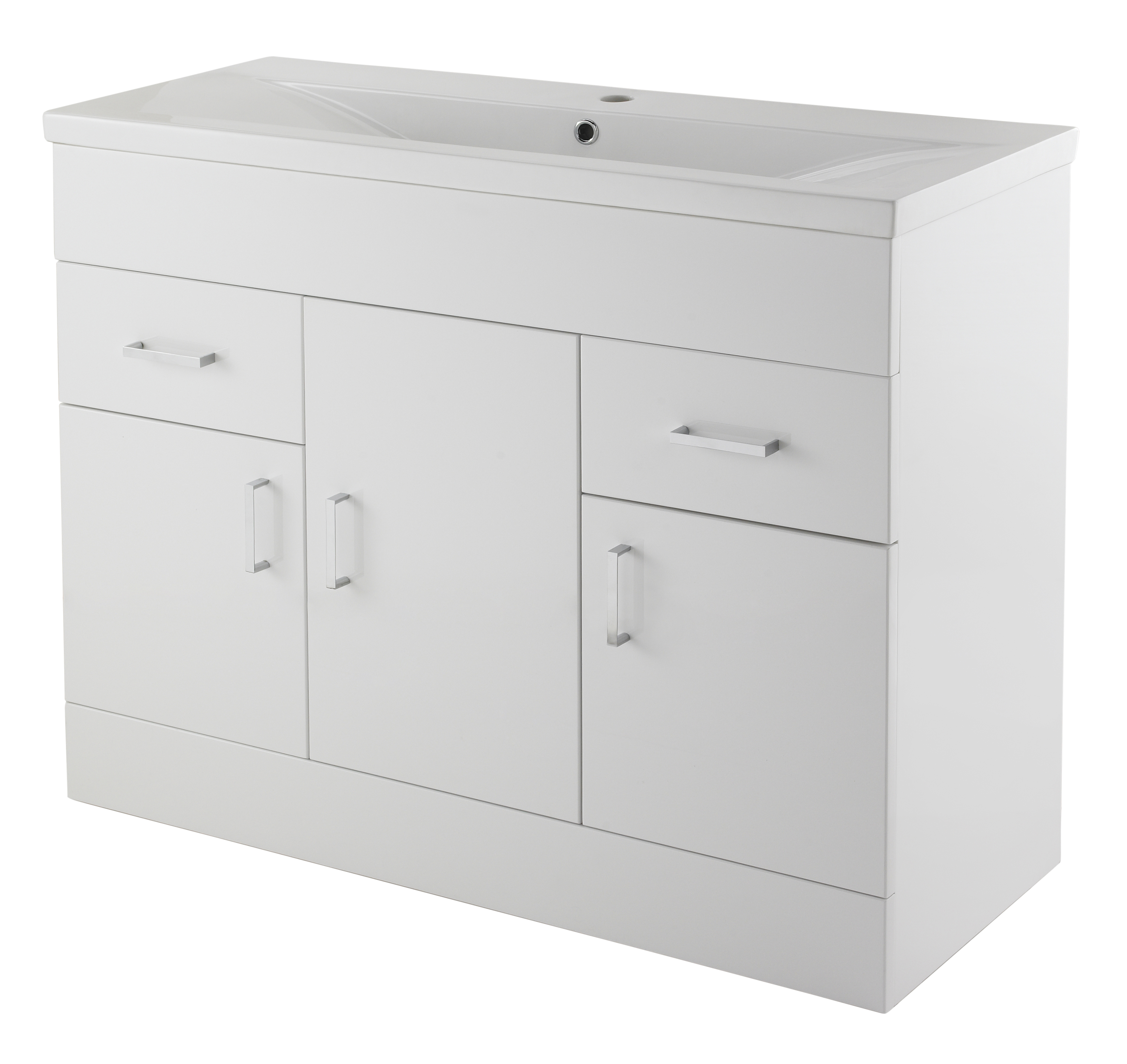 Nuie Eden Gloss White 1000mm Floor Standing Vanity Unit and Minimalist Basin VTMW1000
