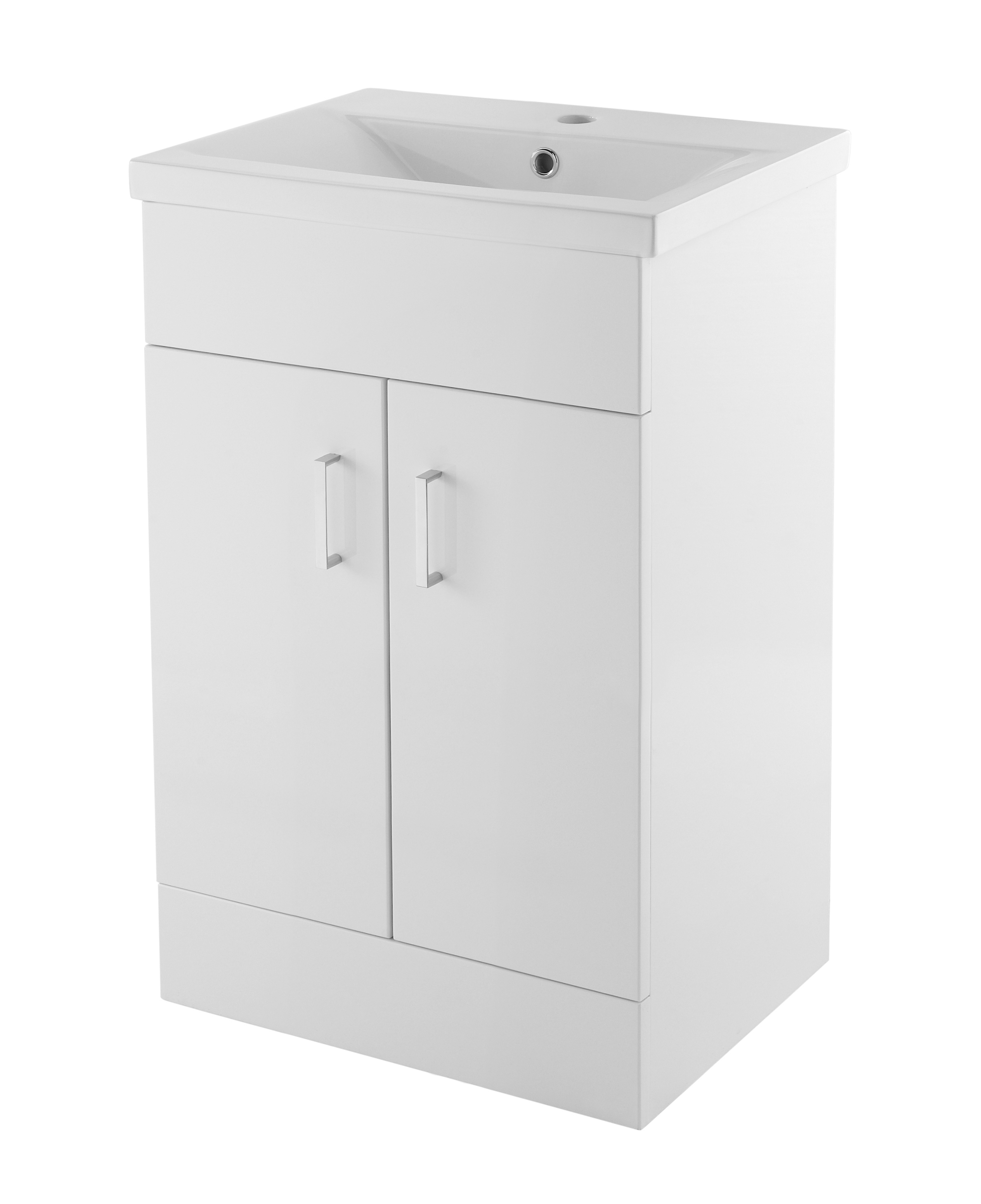 Nuie Eden Gloss White 500mm Floor Standing Vanity Unit and Mid edge Basin VTMW500E