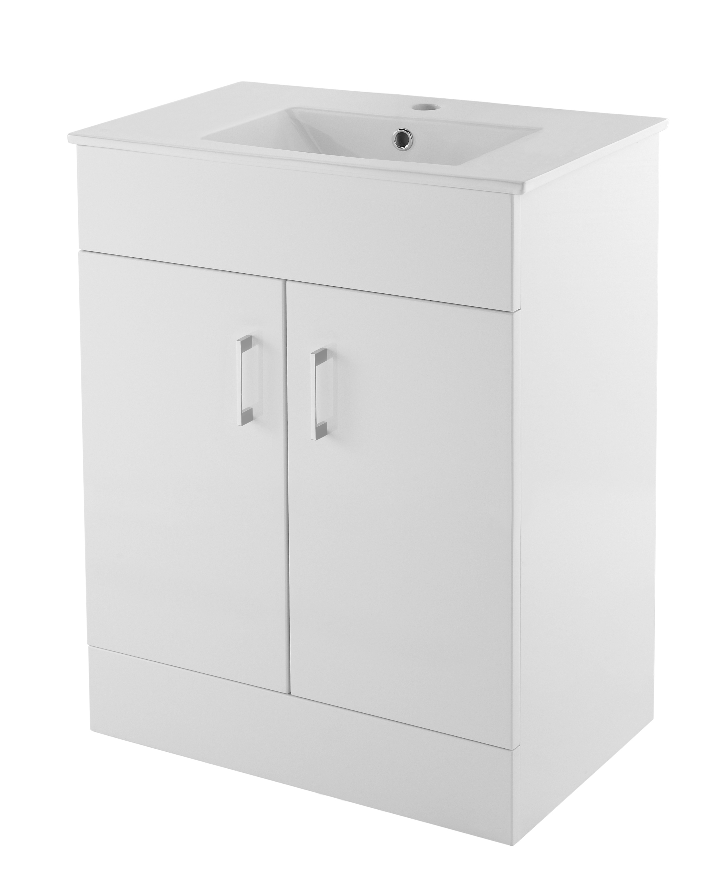 Nuie Eden Gloss White 600mm Floor Standing Vanity Unit and Minimalist Basin VTMW600