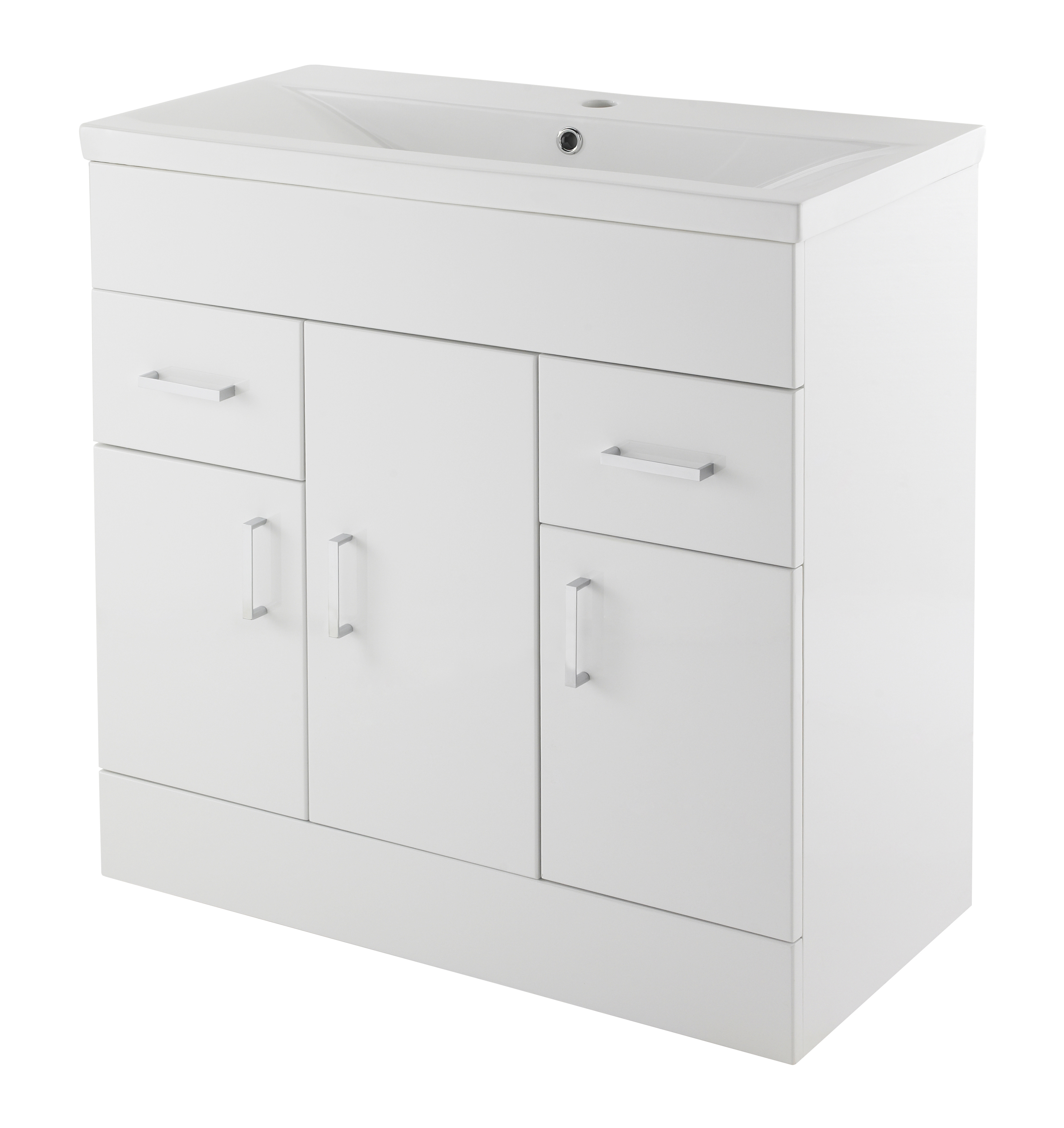 Nuie Eden Gloss White 800mm Floor Standing Vanity Unit and Minimalist Basin VTMW800