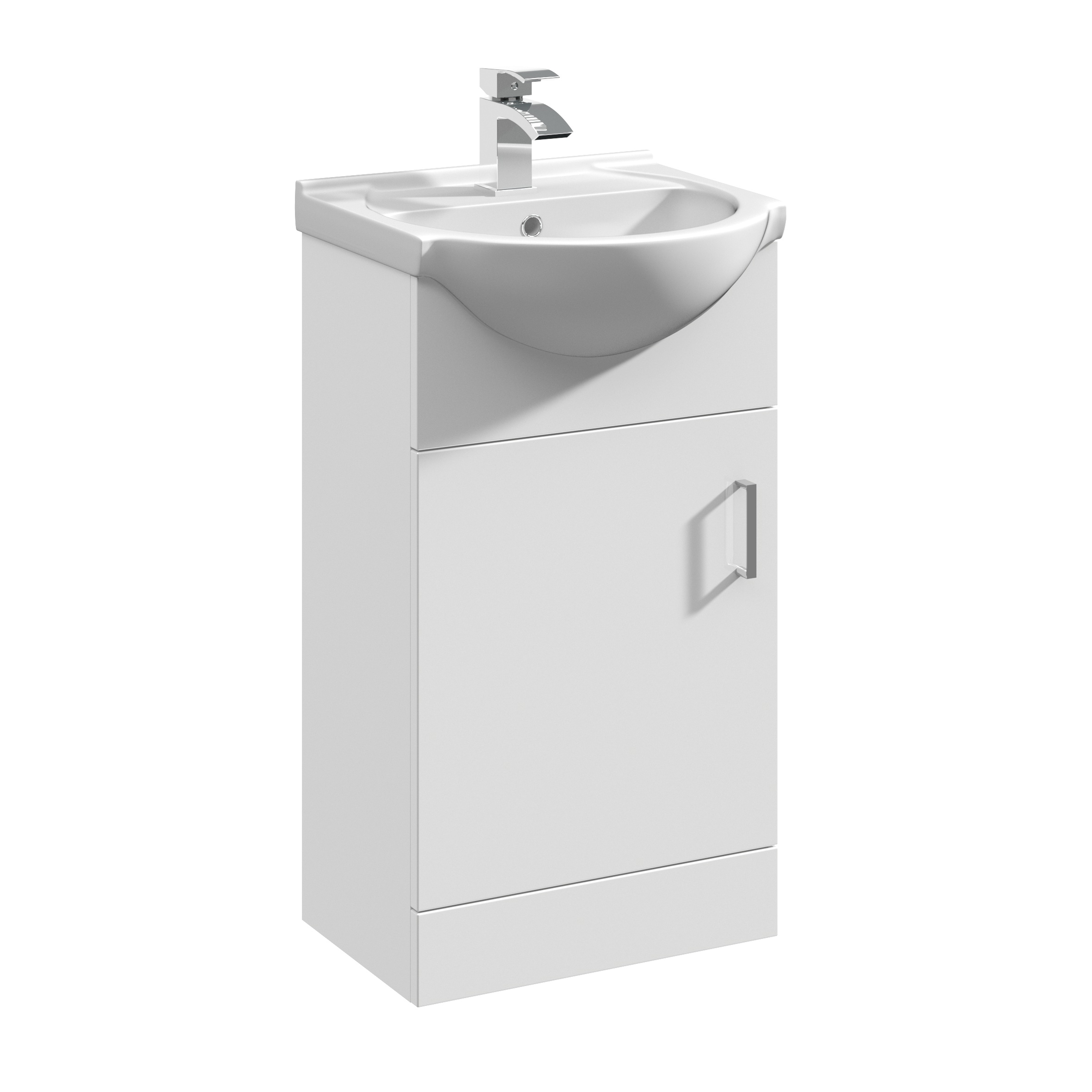 Nuie Mayford Gloss White 450mm Floor Standing Vanity Unit and Round Basin VTY450