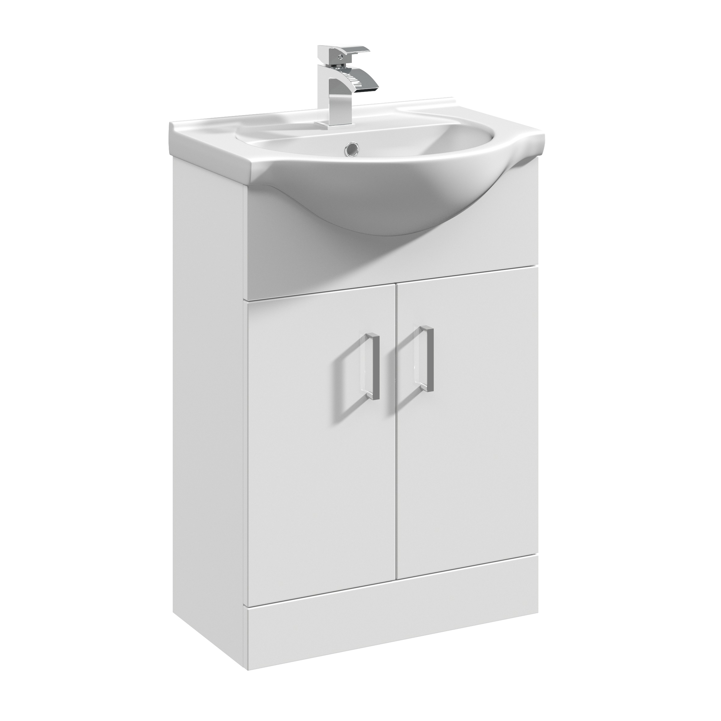 Nuie Mayford Gloss White 550mm Floor Standing Vanity Unit and Round Basin VTY550