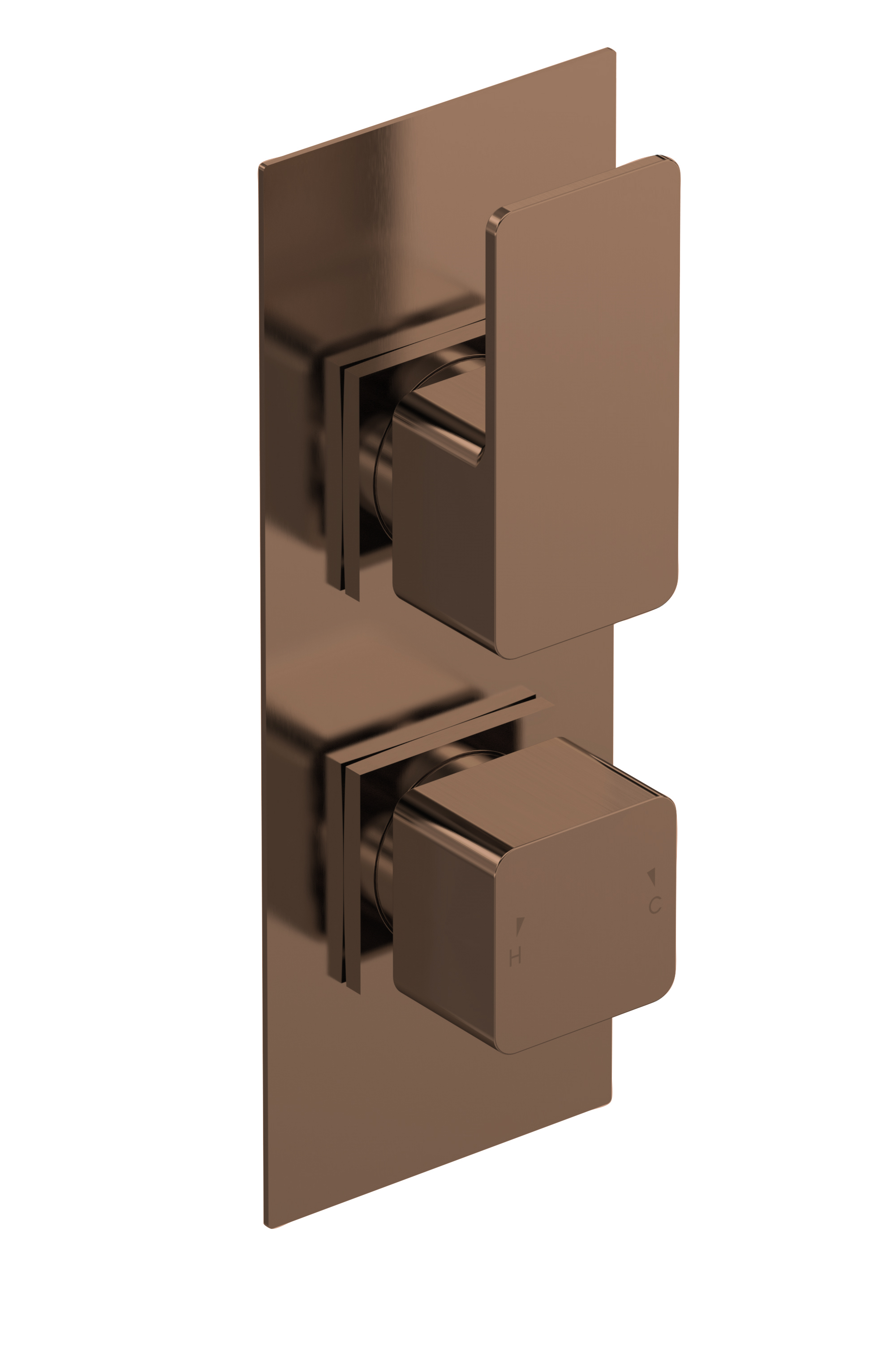 Nuie Windon Brushed Bronze 2 Outlet Twin Thermostatic Shower Valve with Diverter WIN15TW02