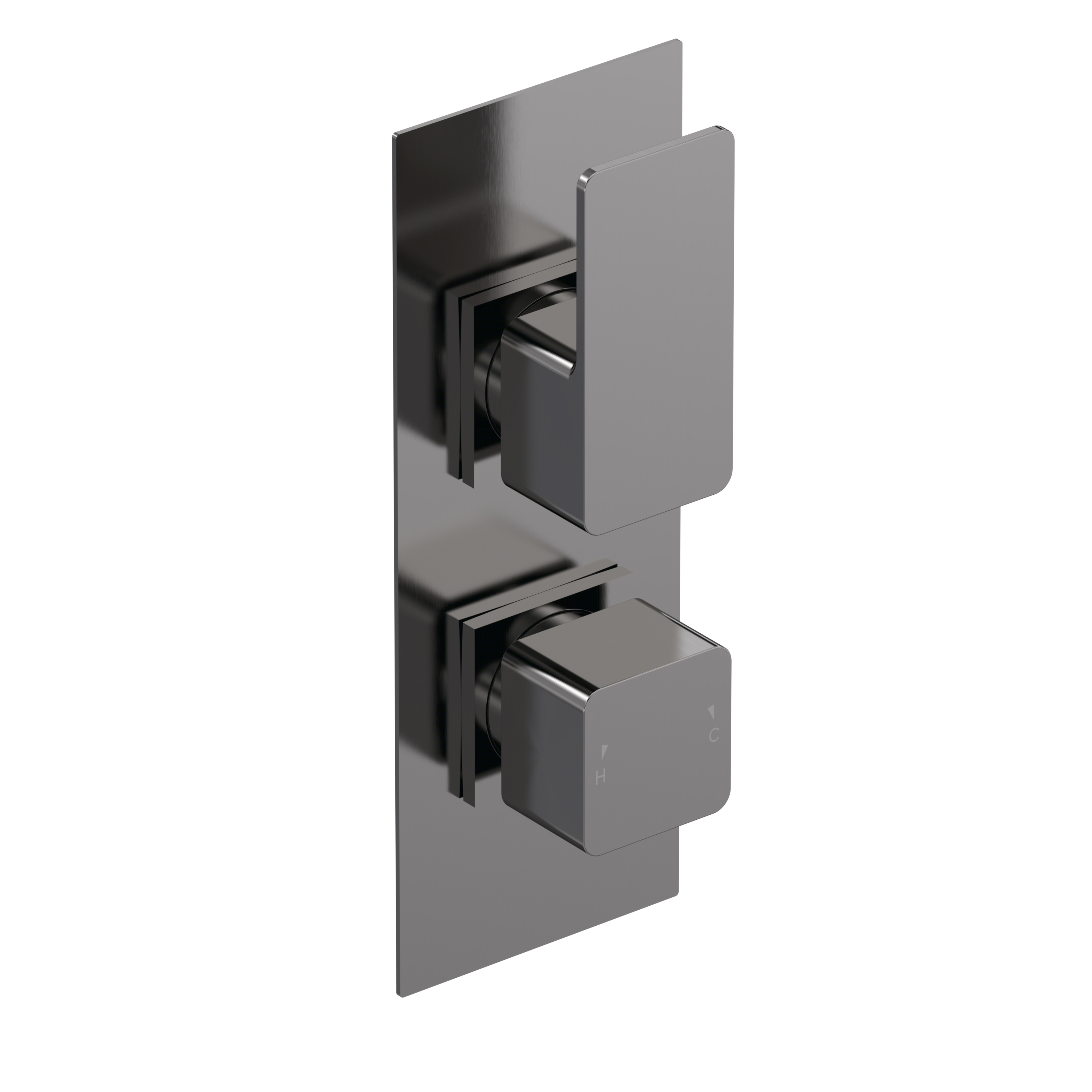 Nuie Windon Brushed Pewter 2 Outlet Twin Thermostatic Shower Valve with Diverter WIN7TW02