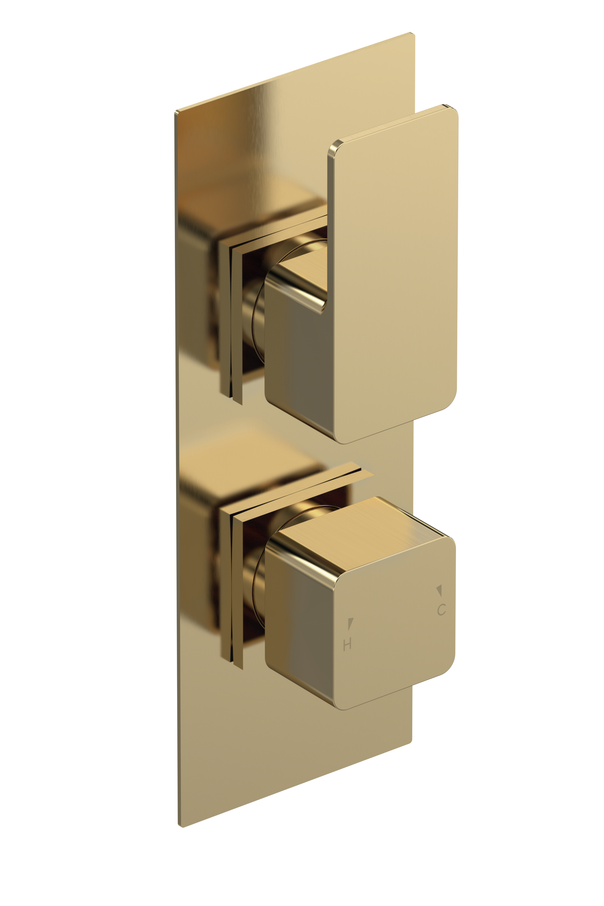 Nuie Windon Brushed Brass 2 Outlet Twin Thermostatic Shower Valve with Diverter WIN8TW02