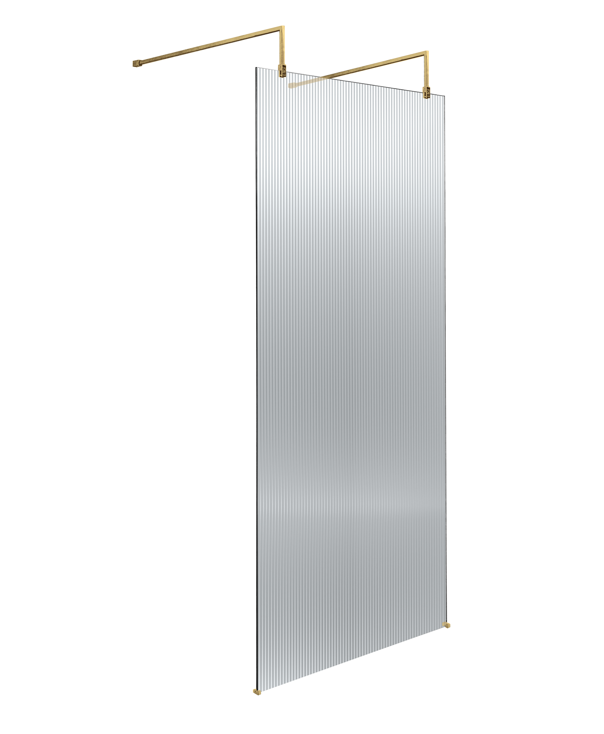 Hudson Reed Brushed Brass 770mm Fluted Wetroom Panel with Arms and Feet WRAF19580BB