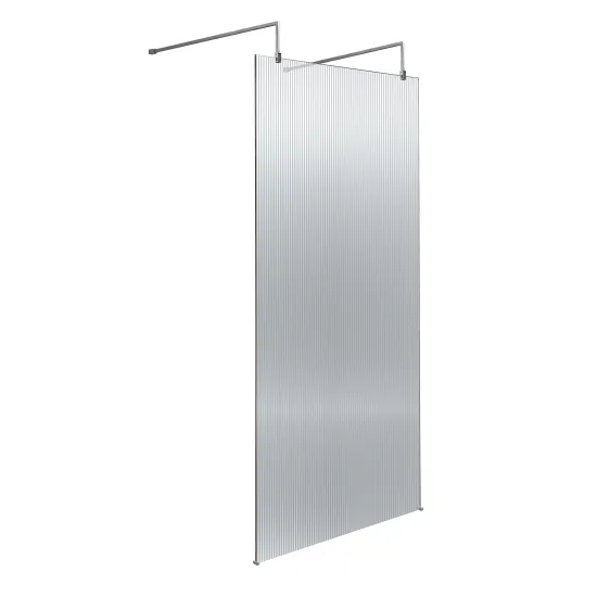 Hudson Reed Chrome 870mm Fluted Wetroom Panel with Arms and Feet WRAF19590