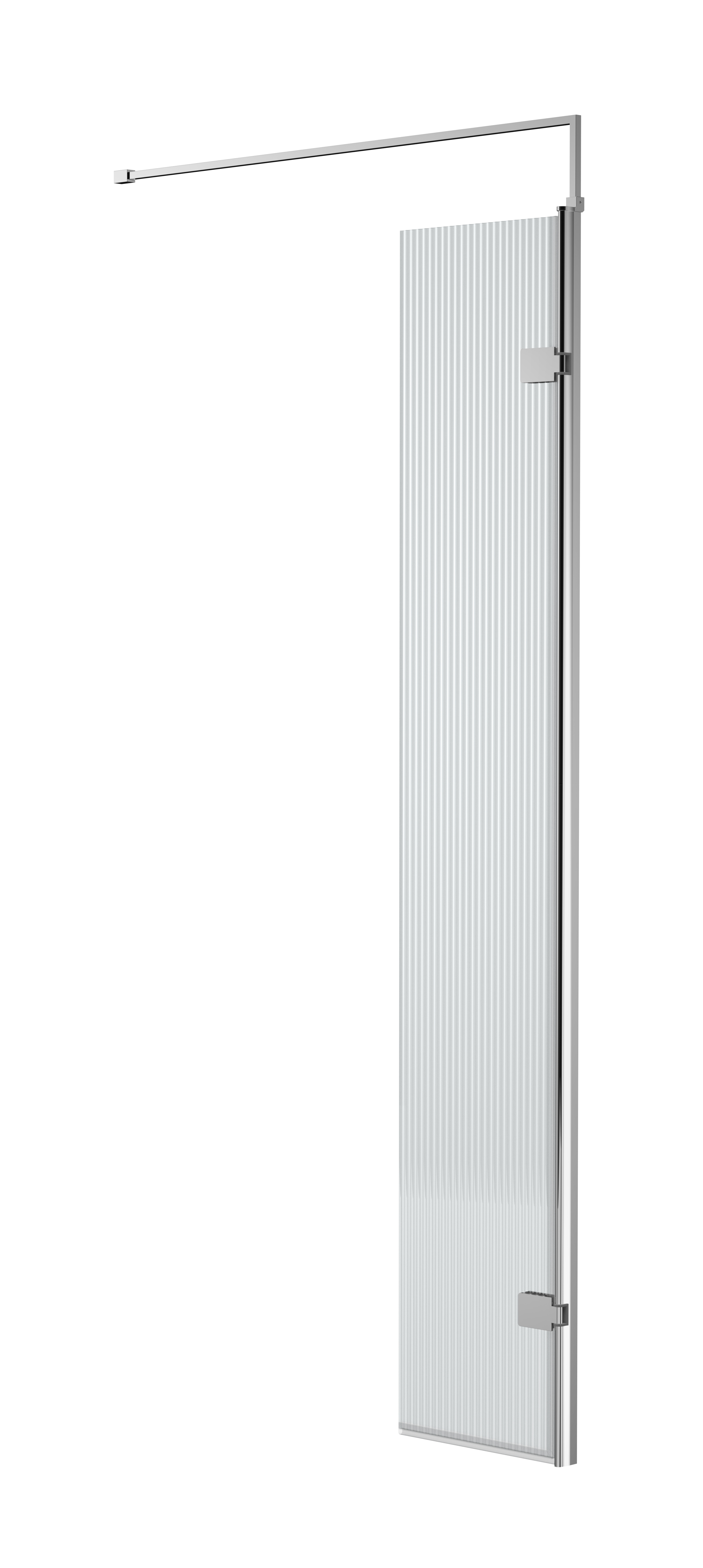 Nuie Chrome 300mm Fluted Hinged Deflector Screen with Support Bar WRFL18530H