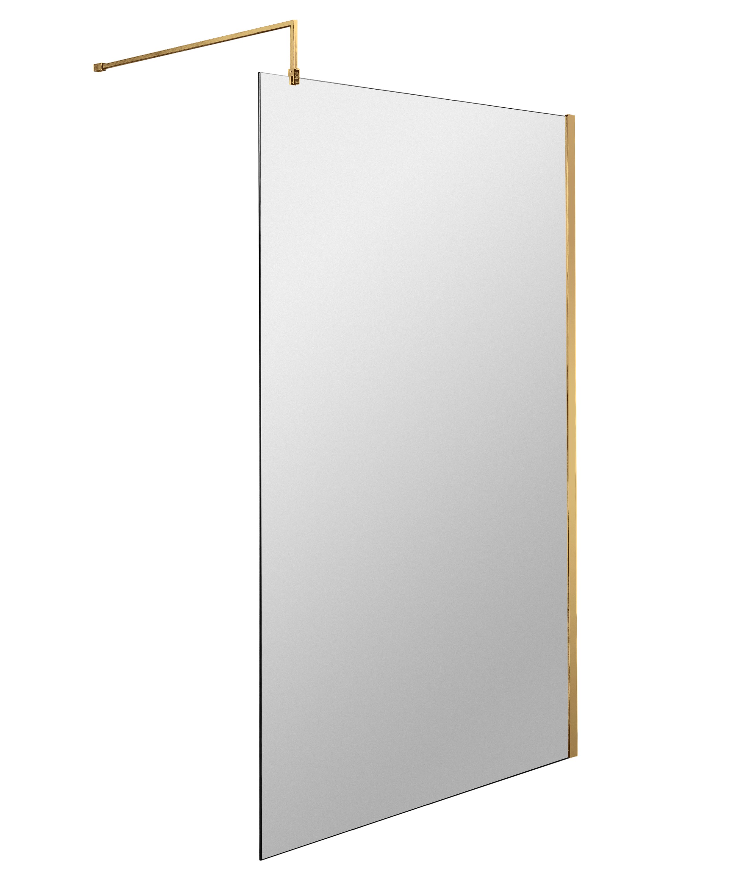 Hudson Reed Wetroom Screen Brushed Brass 1100mm with Support Bar WRSBB11
