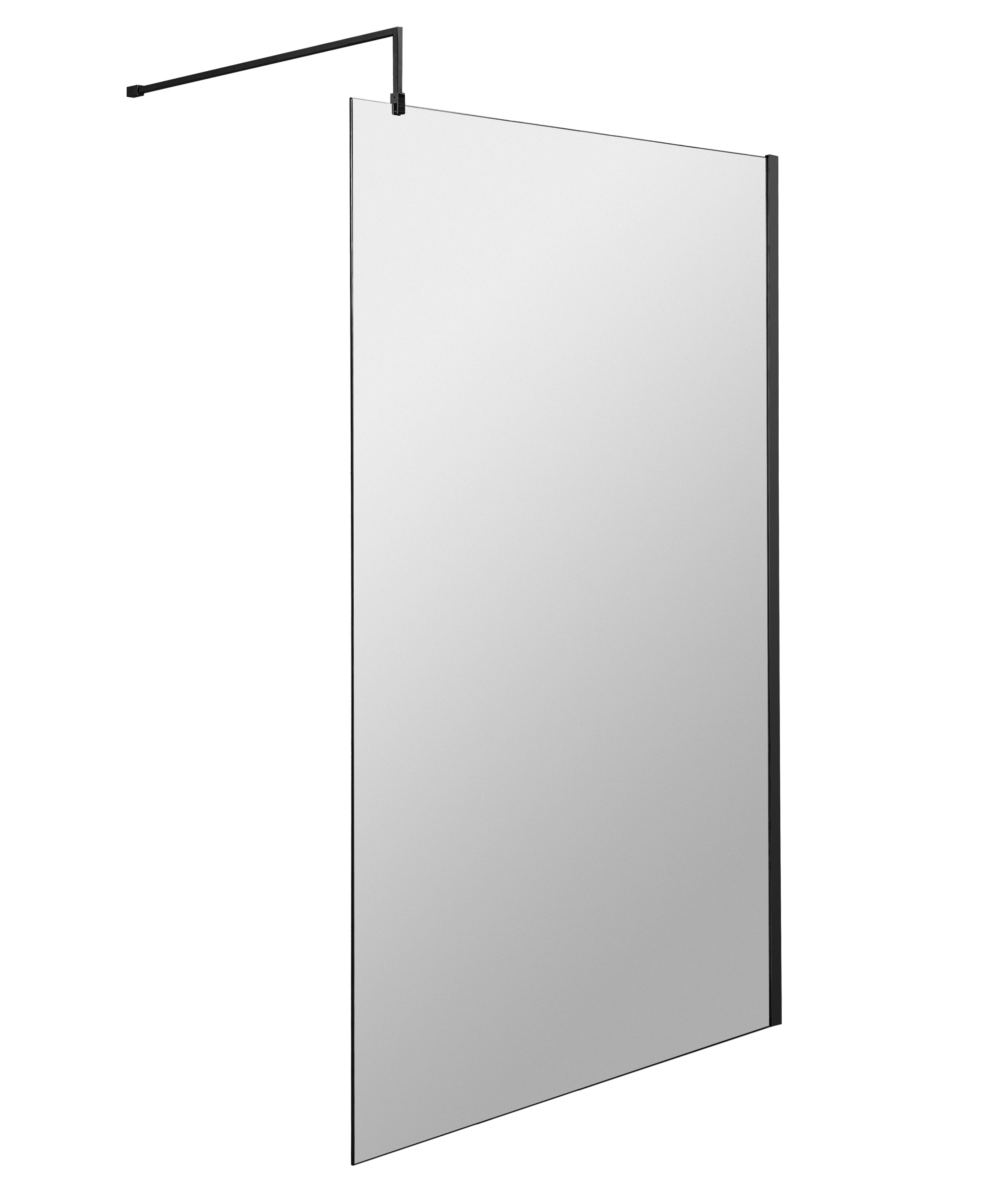Hudson Reed Wetroom Screen Matt Black 1200mm with Support Bar WRSBP12